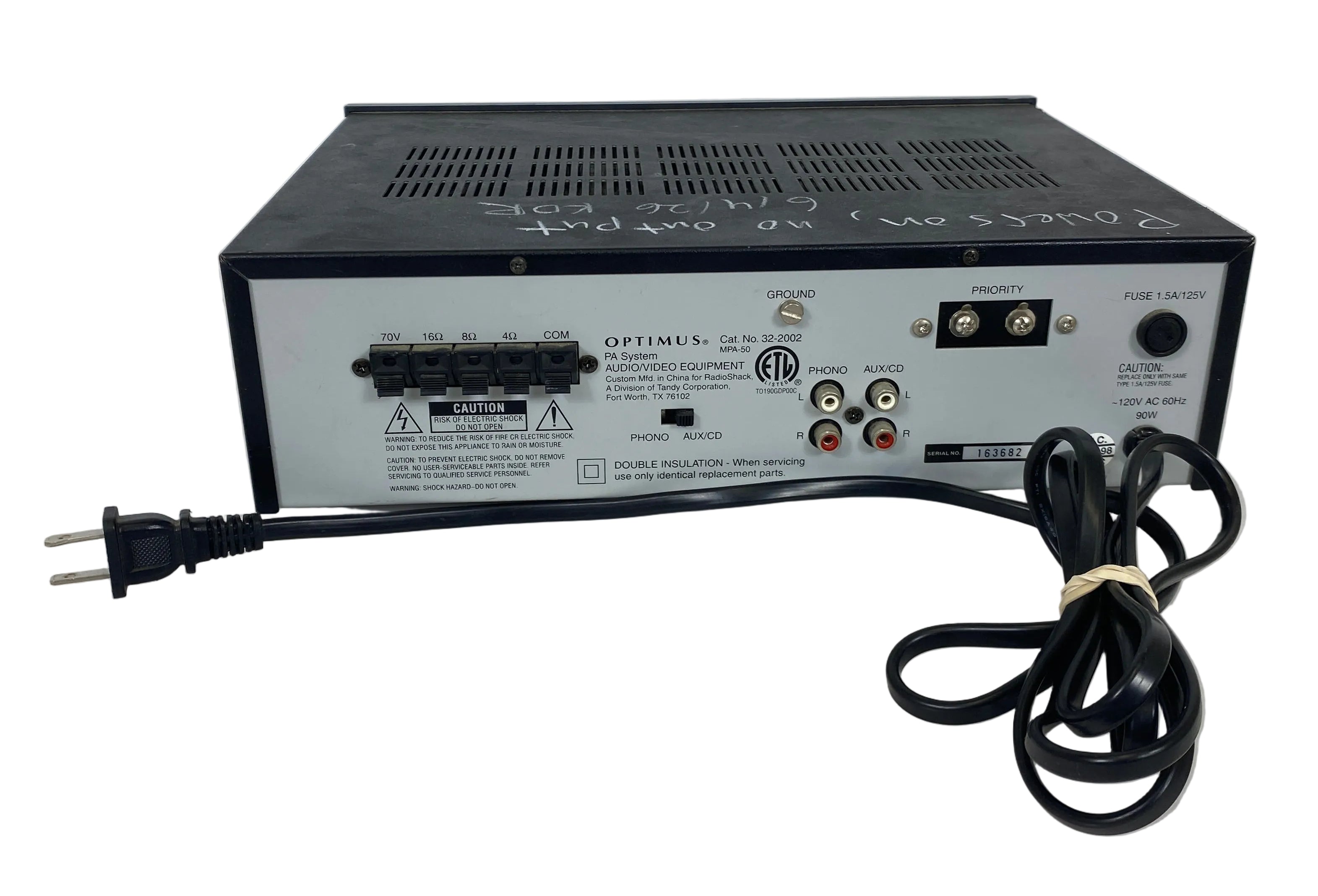 Optimus MPA-50 PA Amplifier *No Output*
