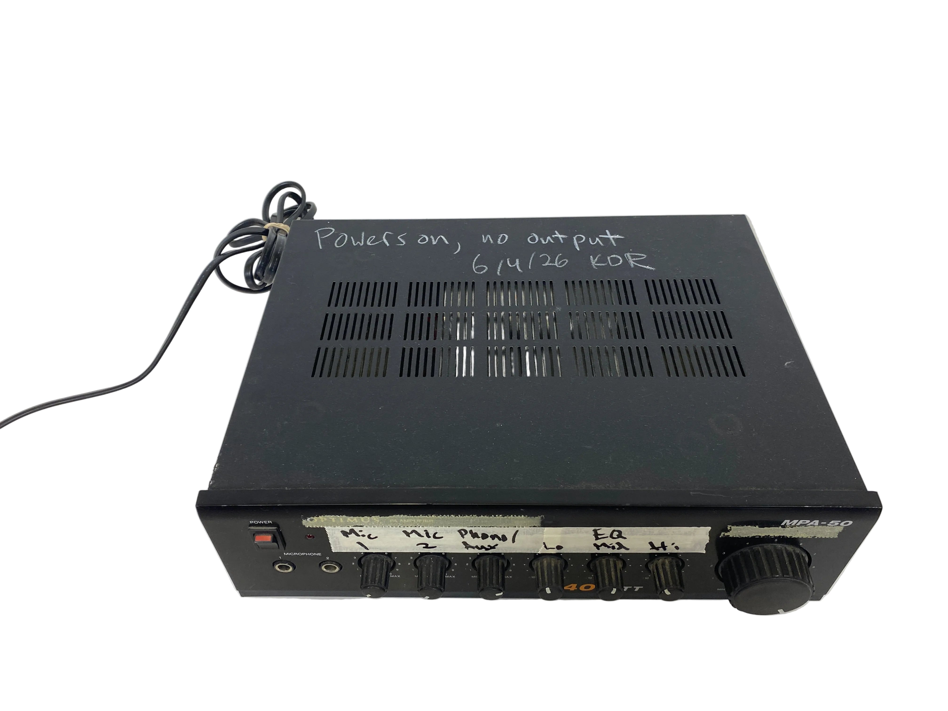 Optimus MPA-50 PA Amplifier *No Output*