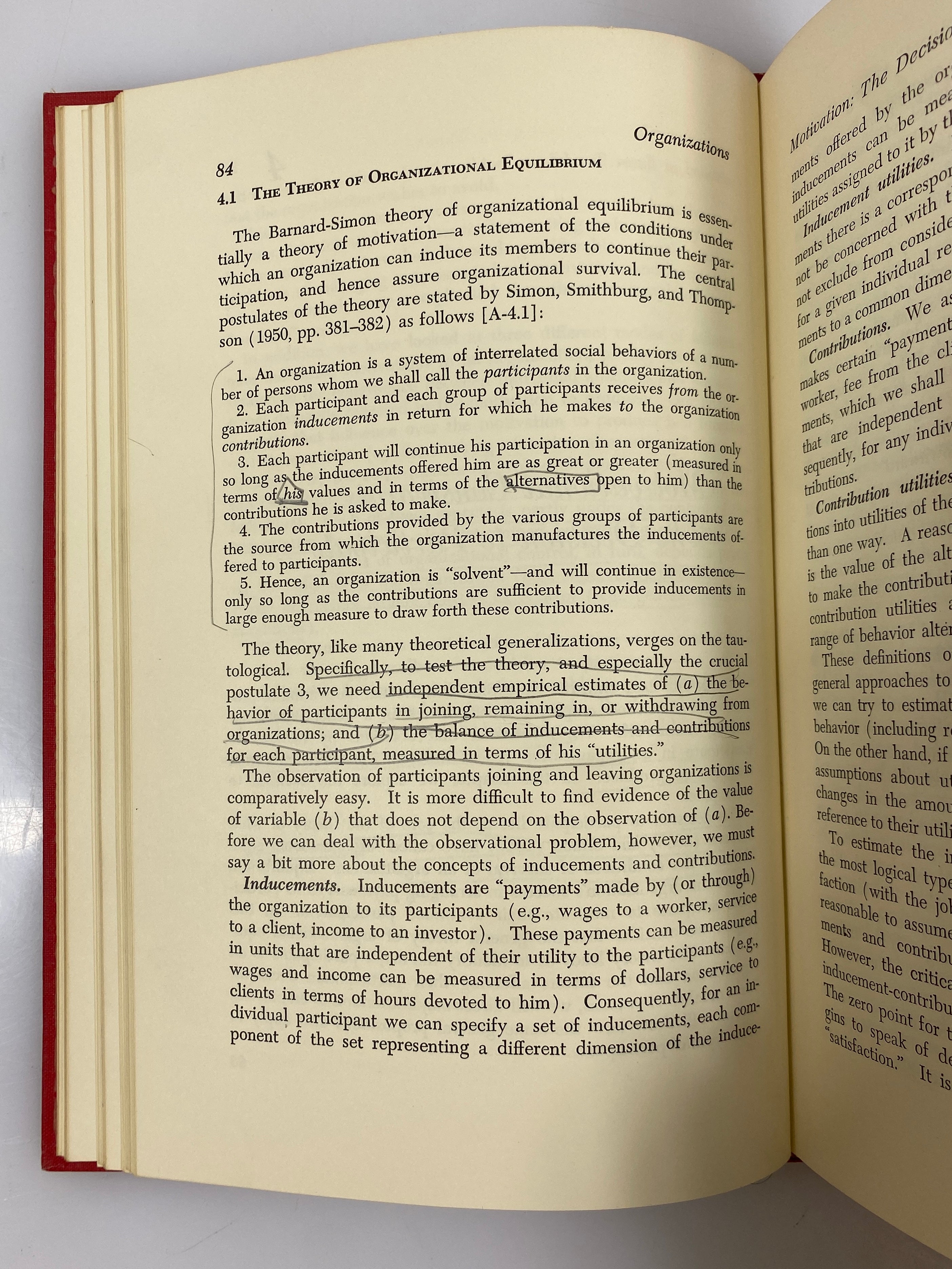 Organizations by James March/Herbert Simon 1966 Seventh Printing HC