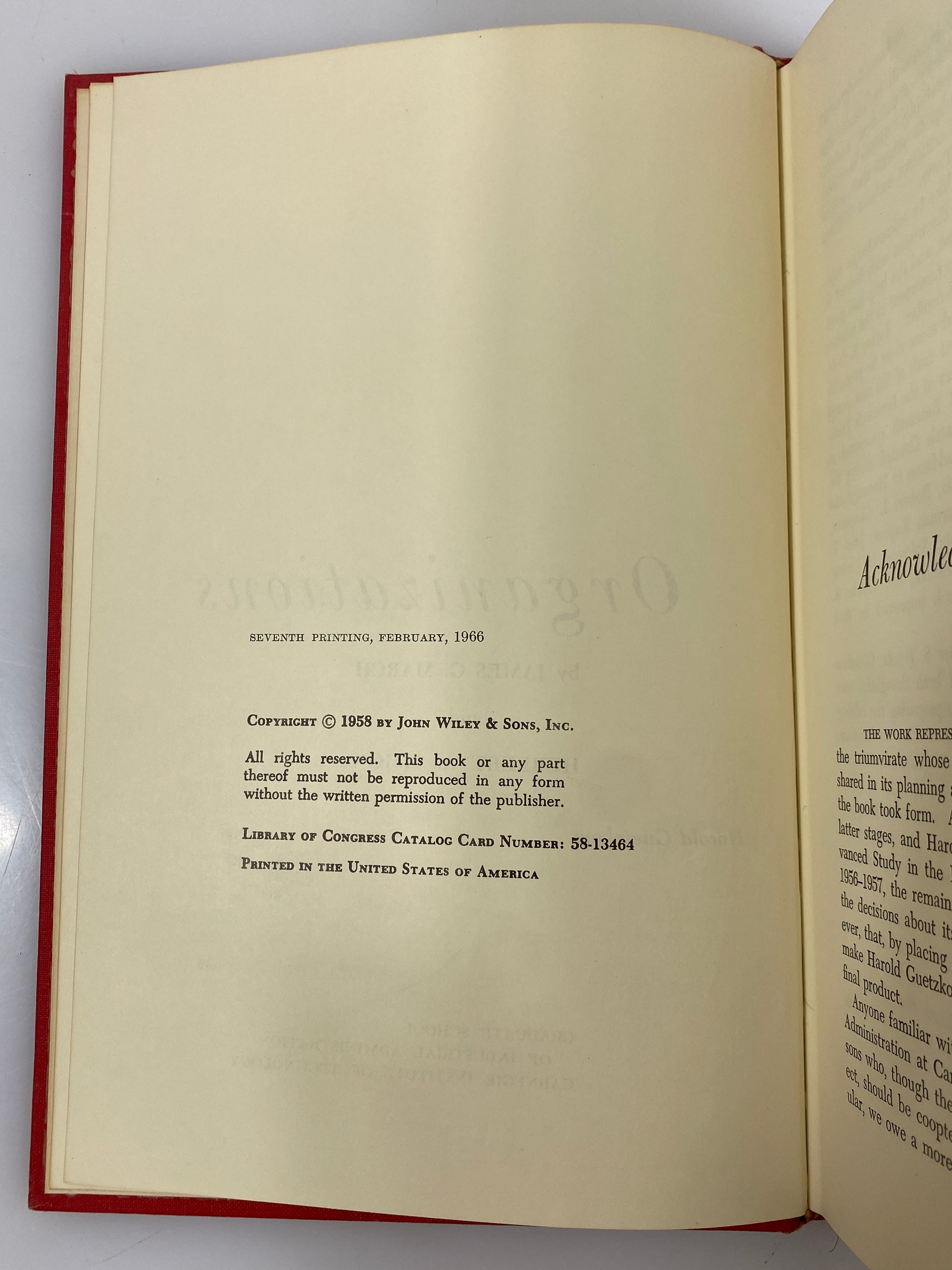 Organizations by James March/Herbert Simon 1966 Seventh Printing HC