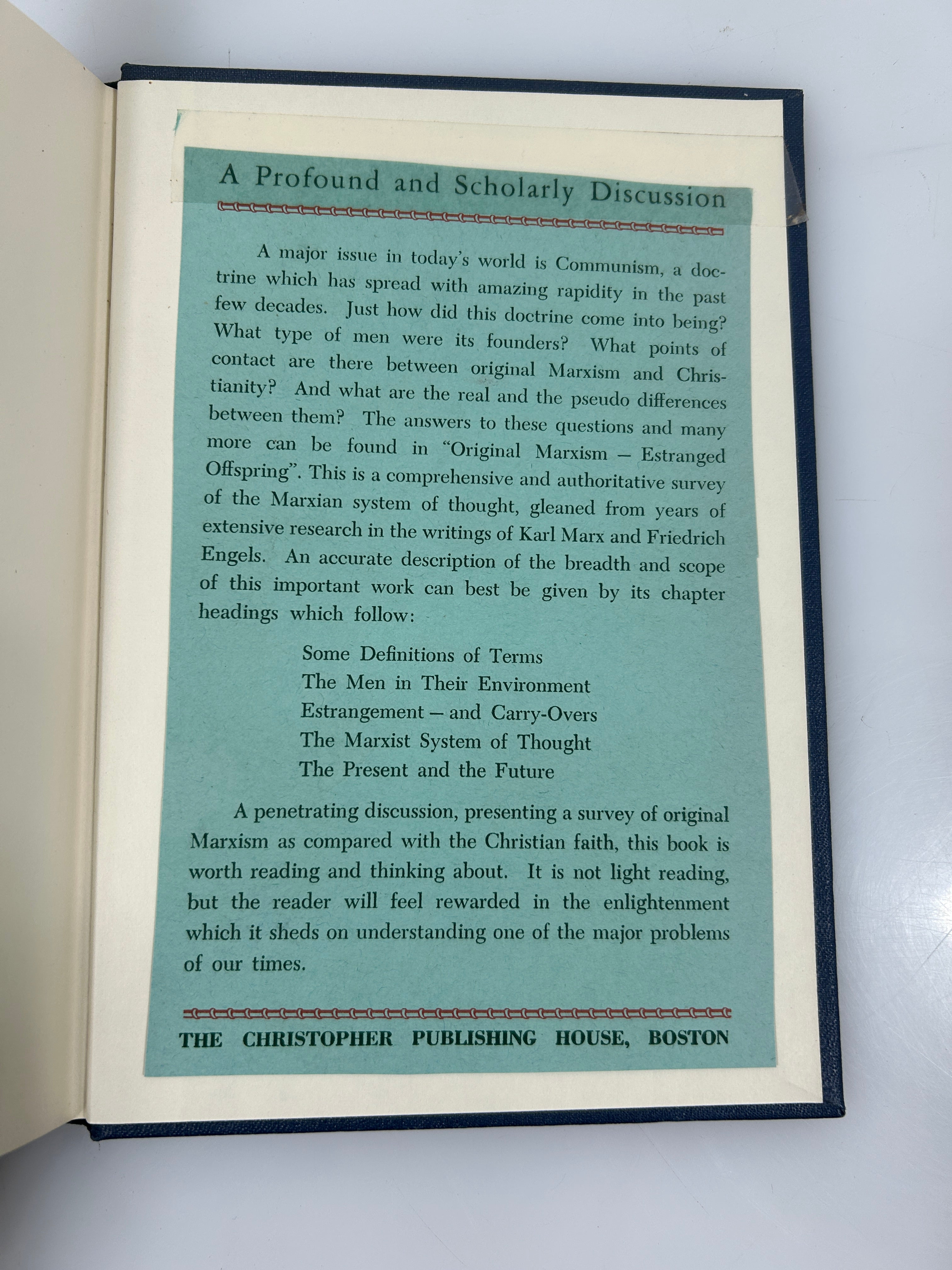Original Marxism by Robert Brank Fulton 1960 *signed* HC