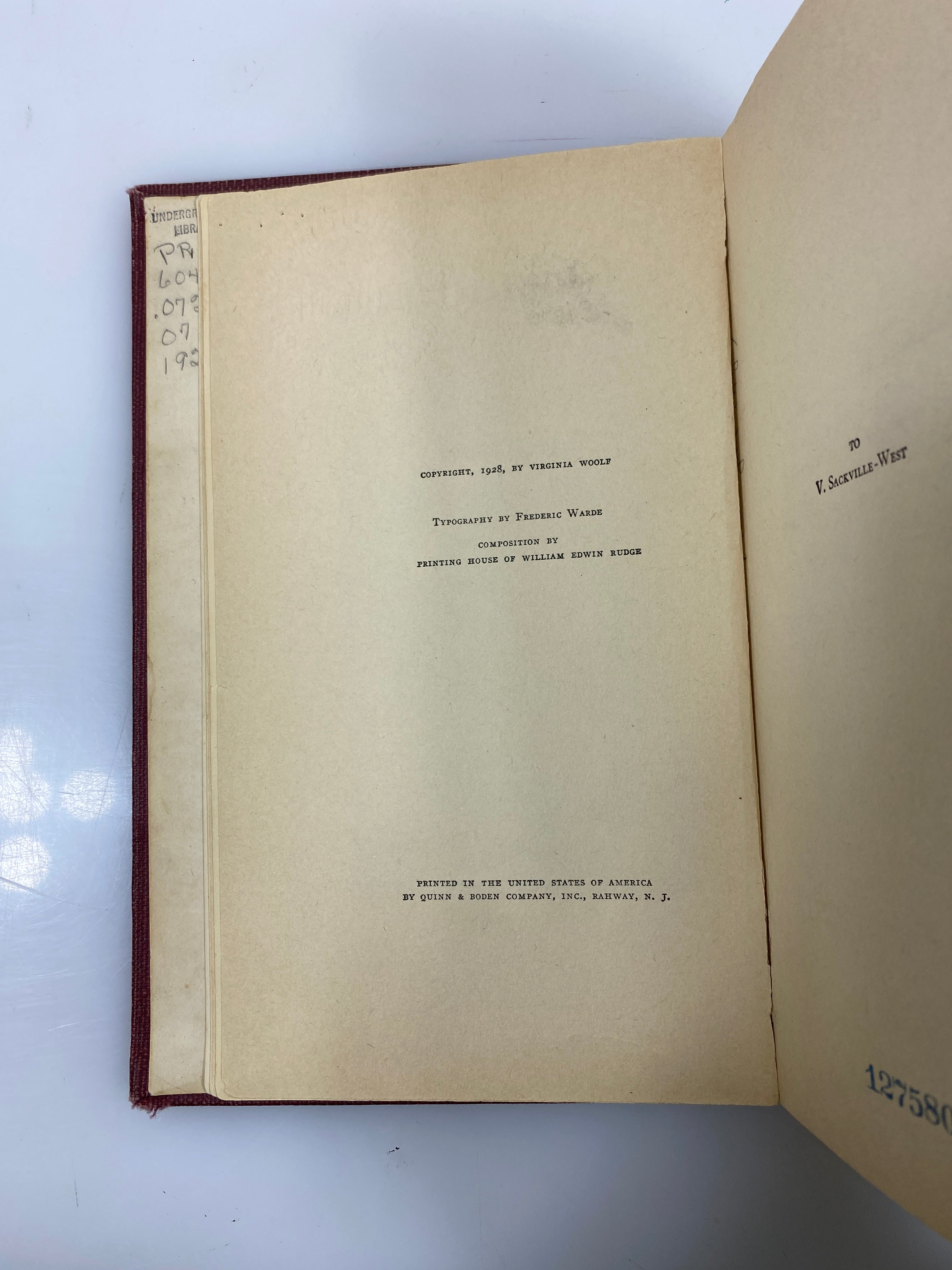 Orlando A Biography by Virginia Woolf 1928 First Edition Library Binding HC