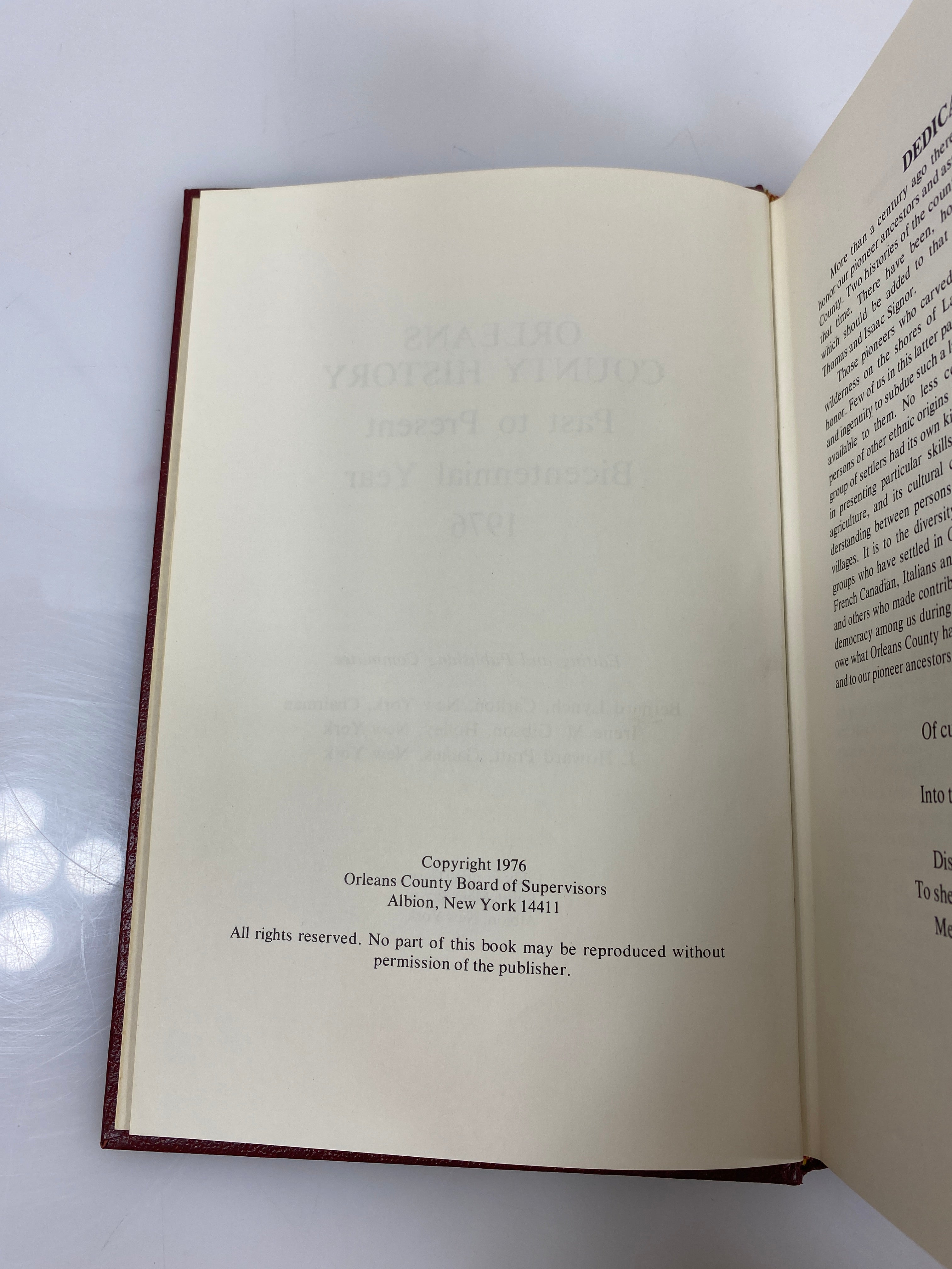 Orleans County History Bicentennial Year 1976 Eddy Printing Corp. HC