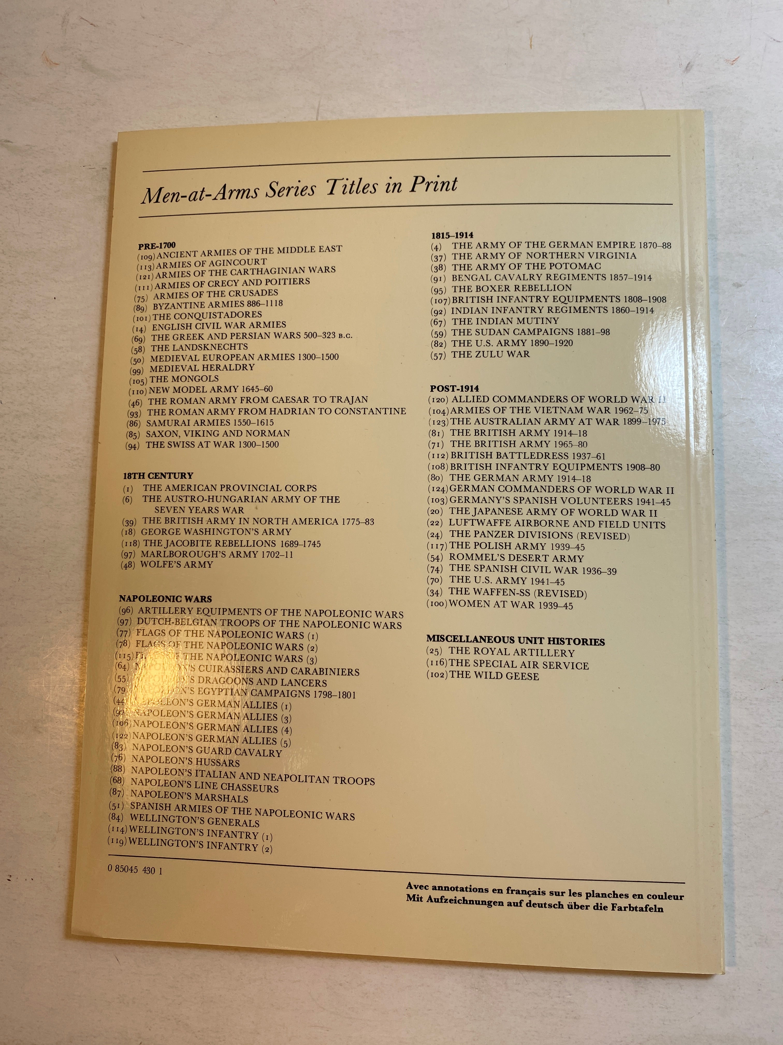 Osprey Men-At-Arms Series #121 Armies of the Carthaginian Wars 1982