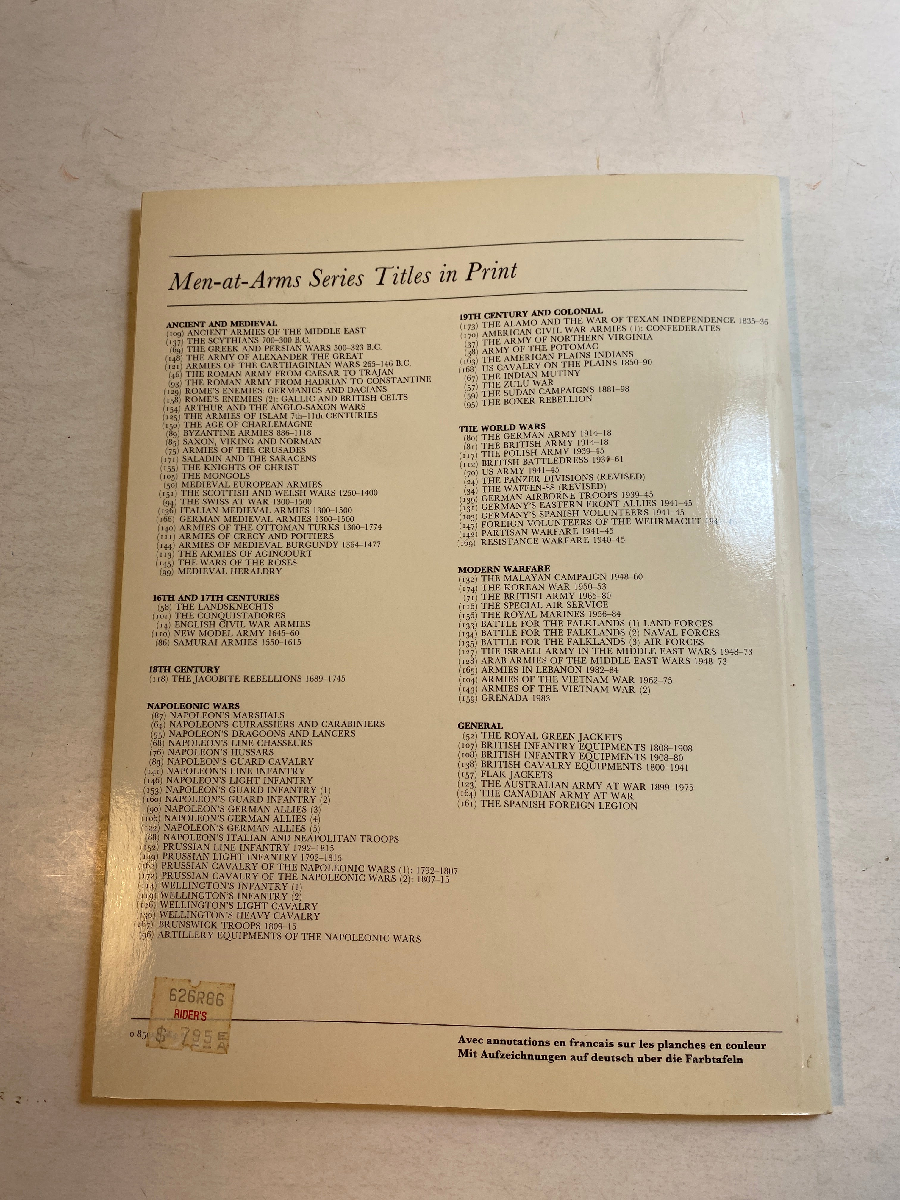 Osprey Men-At-Arms Series #173 Alamo Texas Independence 1835-1836 1986