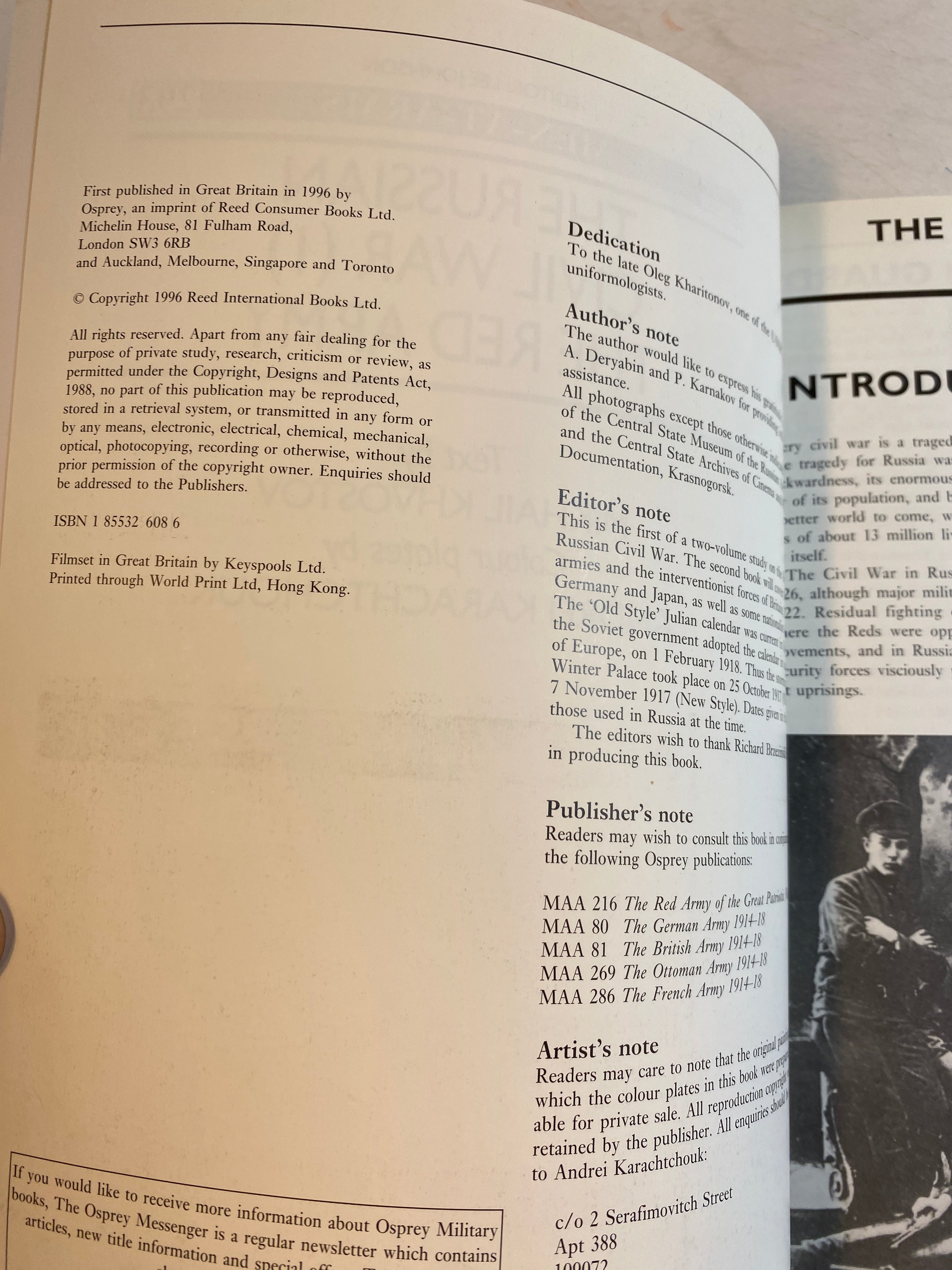 Osprey Men-at-Arms Series #293 Russian Civil War Red Army 1996