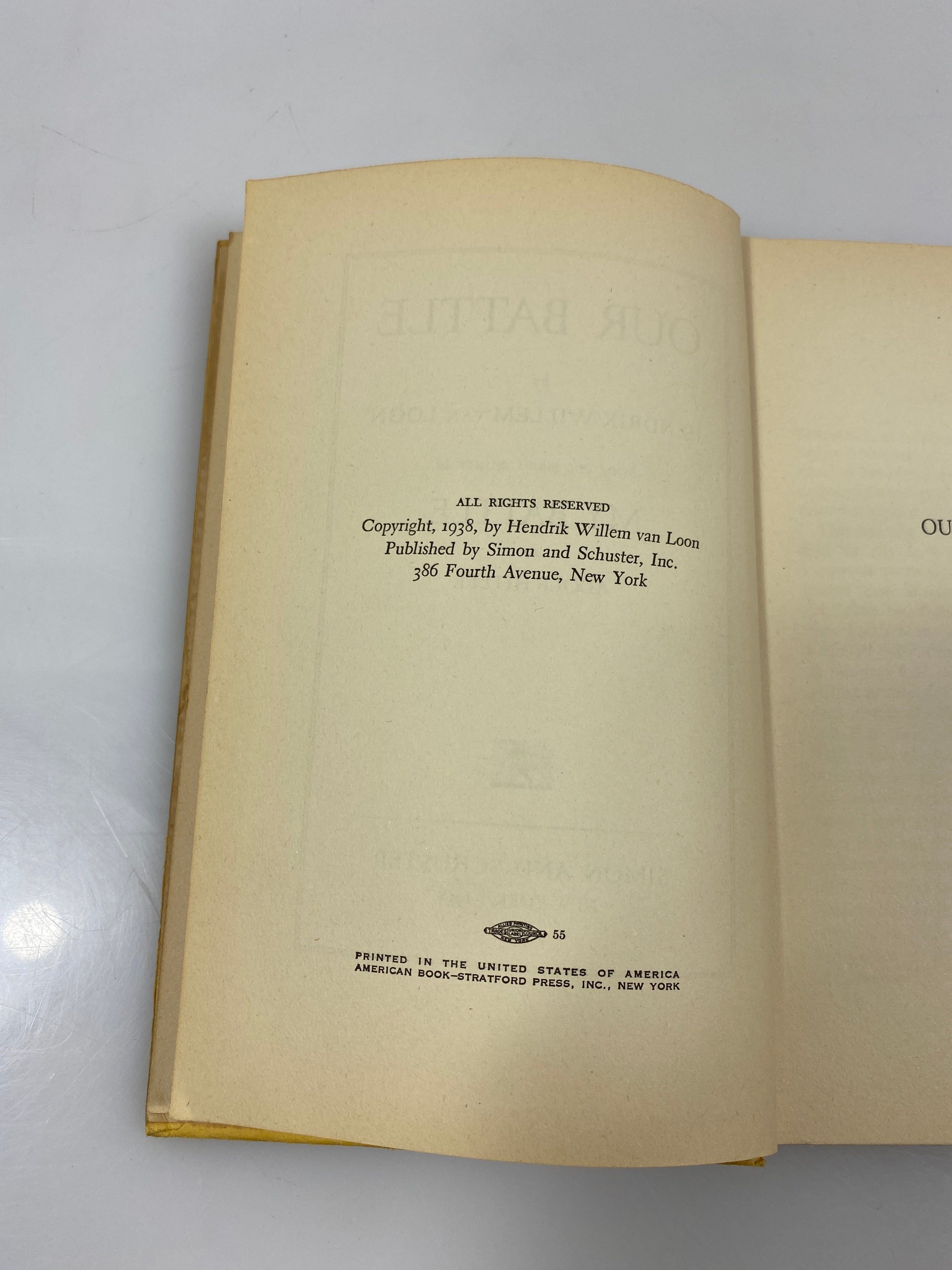 Our Battle by Hendrik Willem van Loon 1938 HC