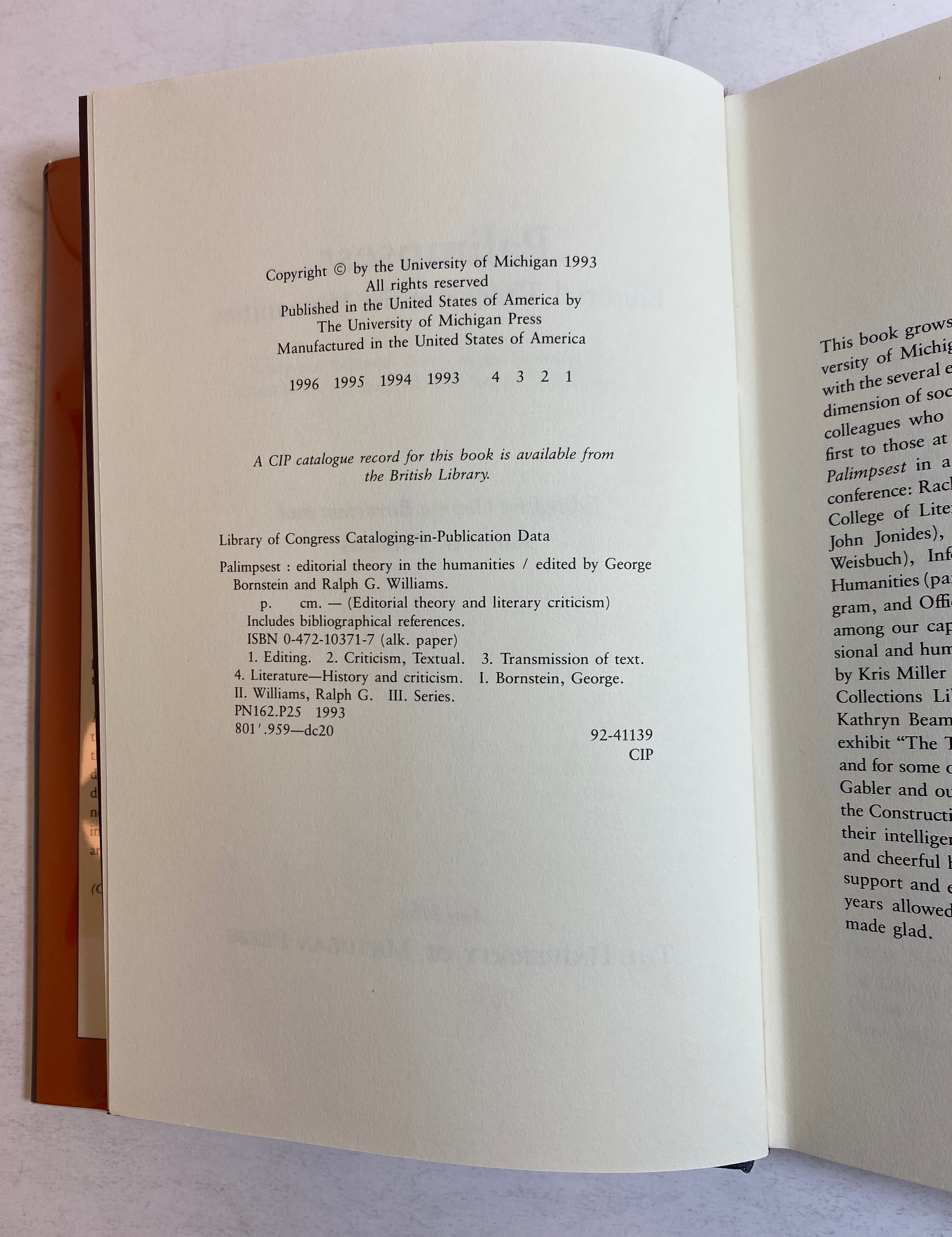 Palimpsest Editorial Theory in the Humanities Bornstein/Williams Inscribed HCDJ