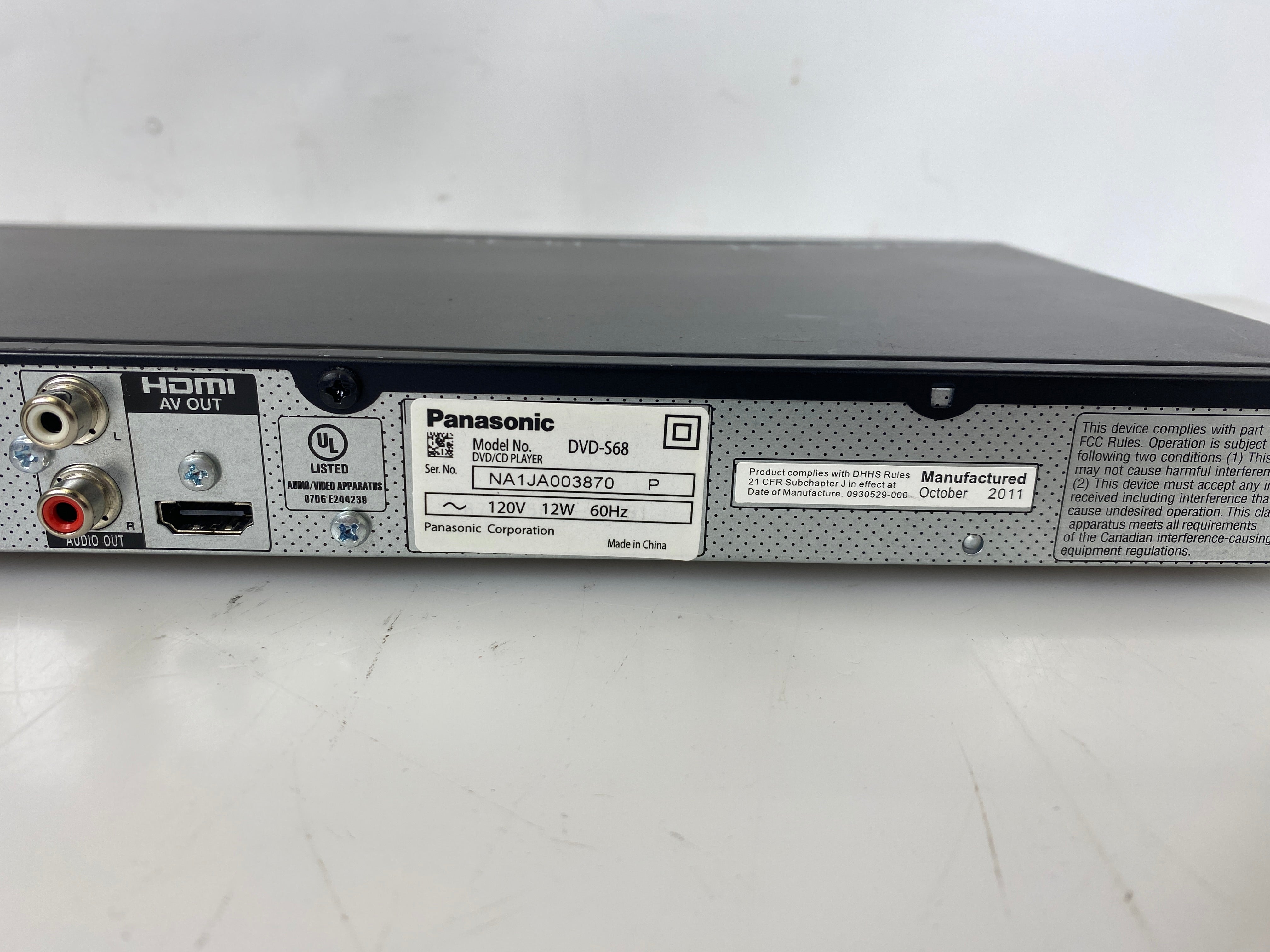 Panasonic DVD-S68 DVD Player