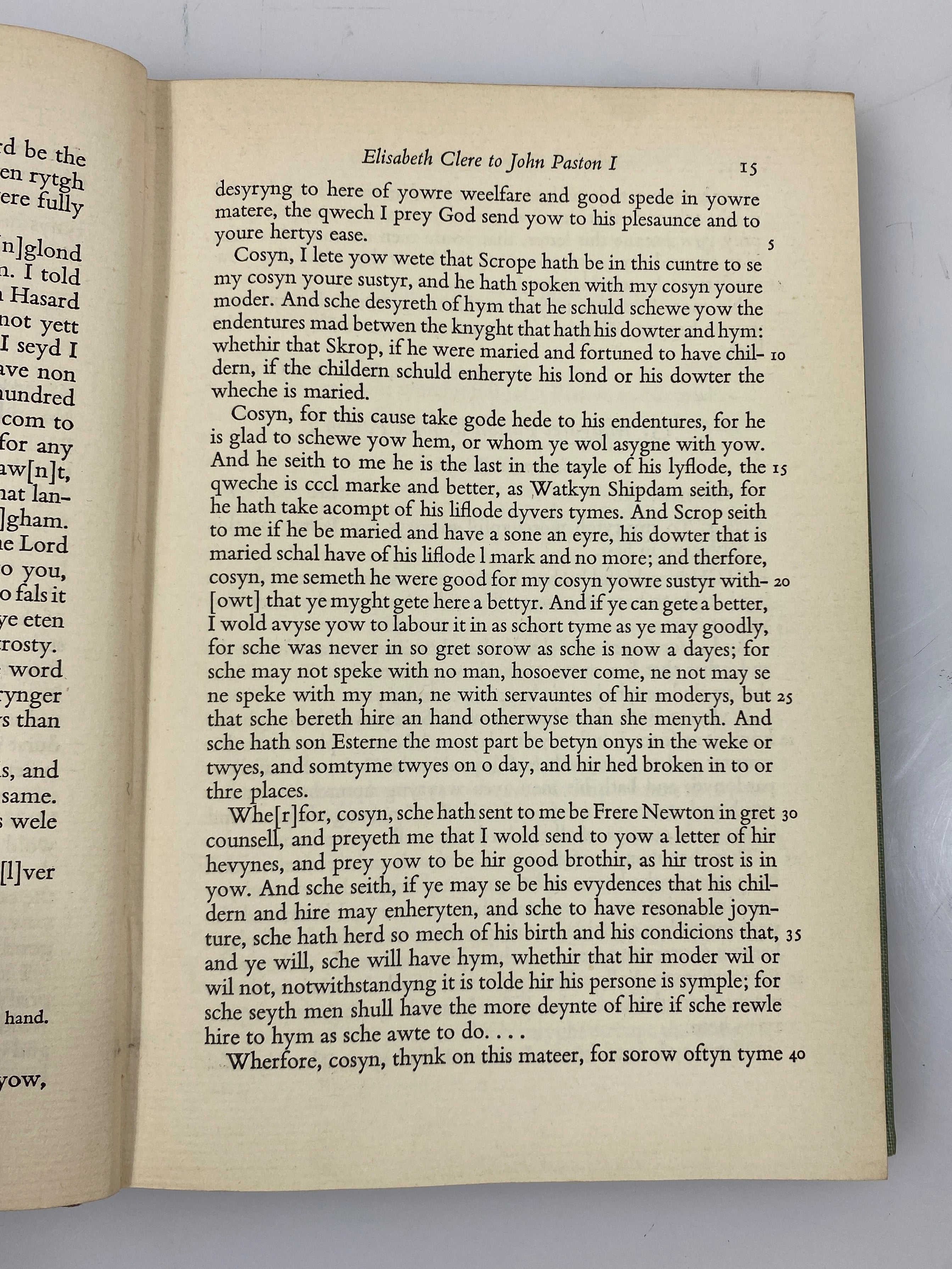 Paston Letters Norman Davis Oxford University Press 1958 HC