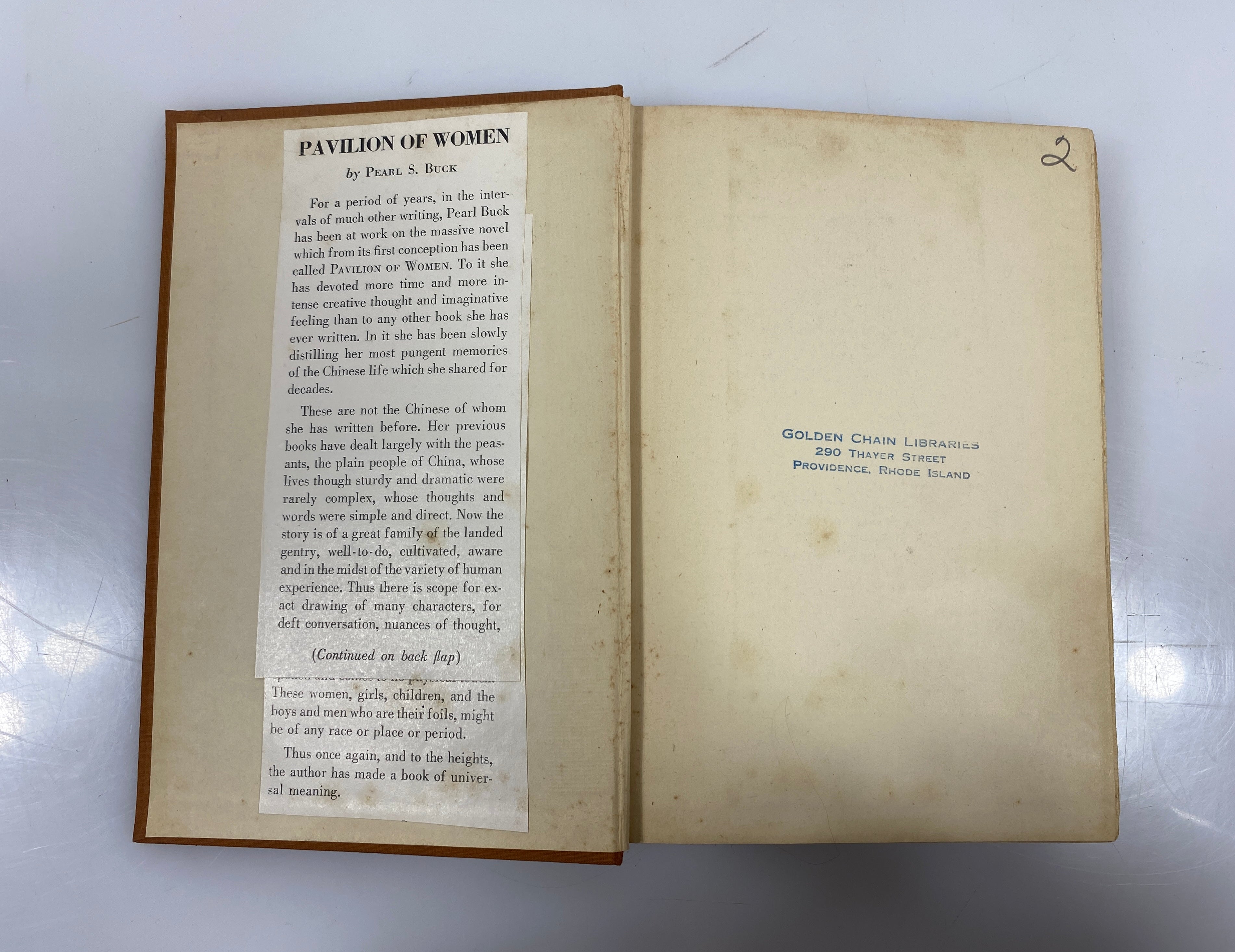 Pavilion of Women by Pearl Buck The John Day Company Ex-Library 1946 HC