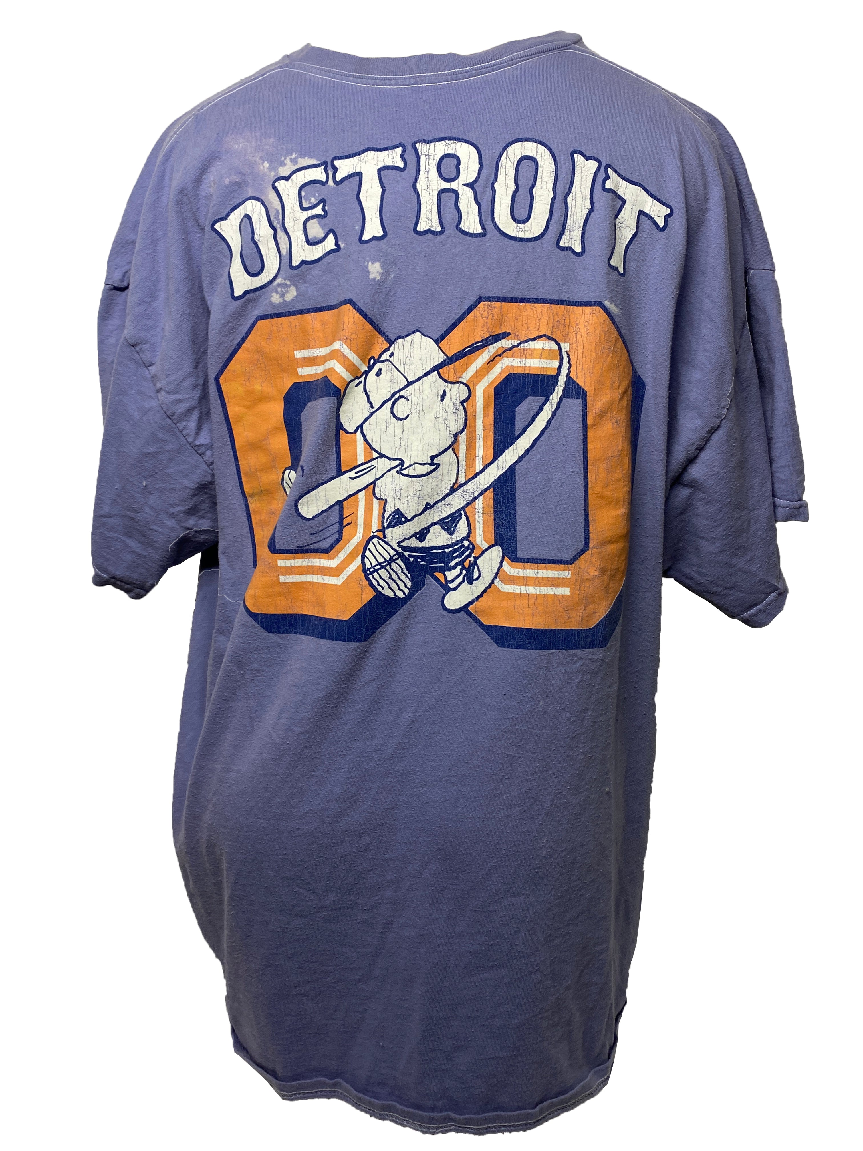 Peanuts Detroit Baseball Light Purple Cartoon Snoopy T-Shirt Men's Size 2XL