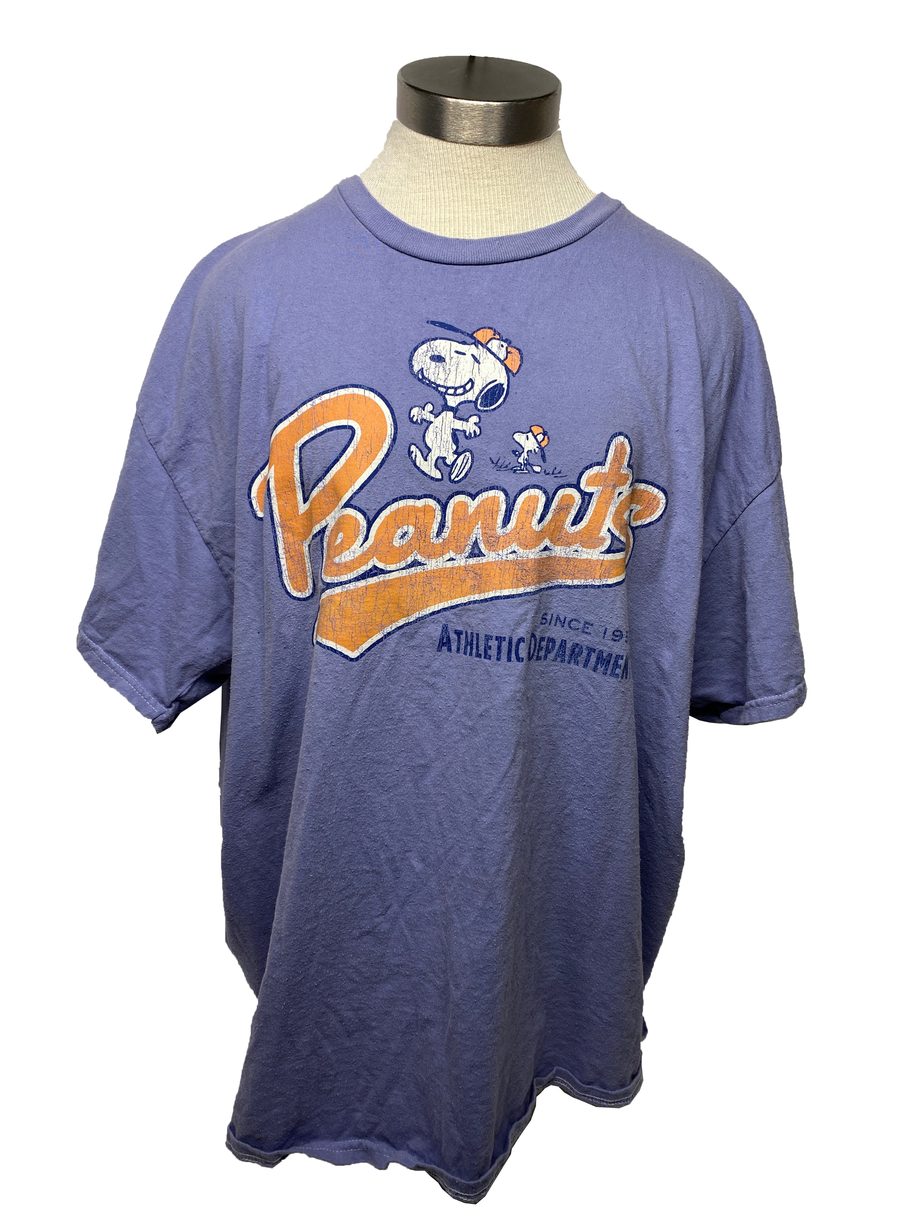 Peanuts Detroit Baseball Light Purple Cartoon Snoopy T-Shirt Men's Size 2XL