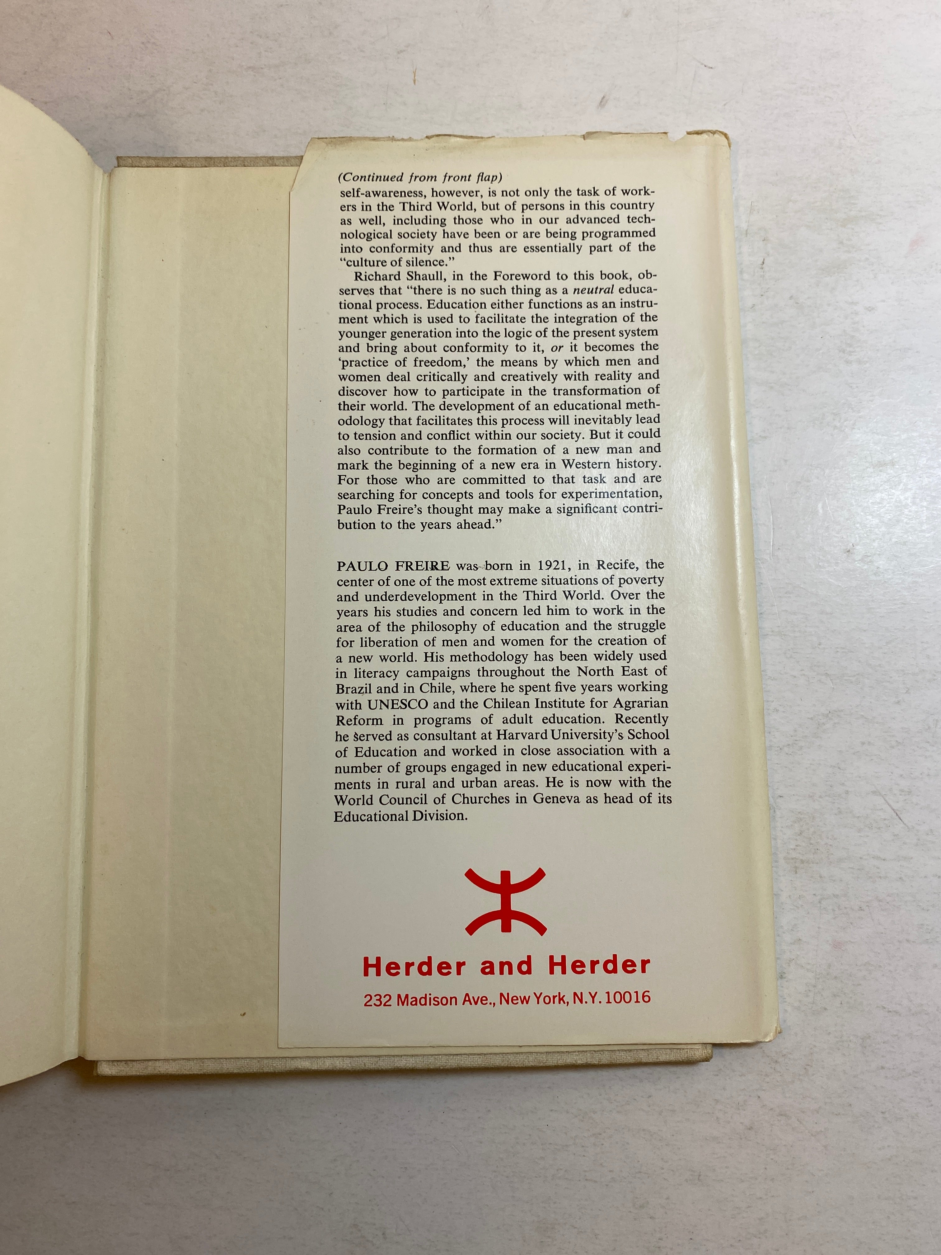 Pedagogy of the Oppressed HCDJ First US Edition 1970