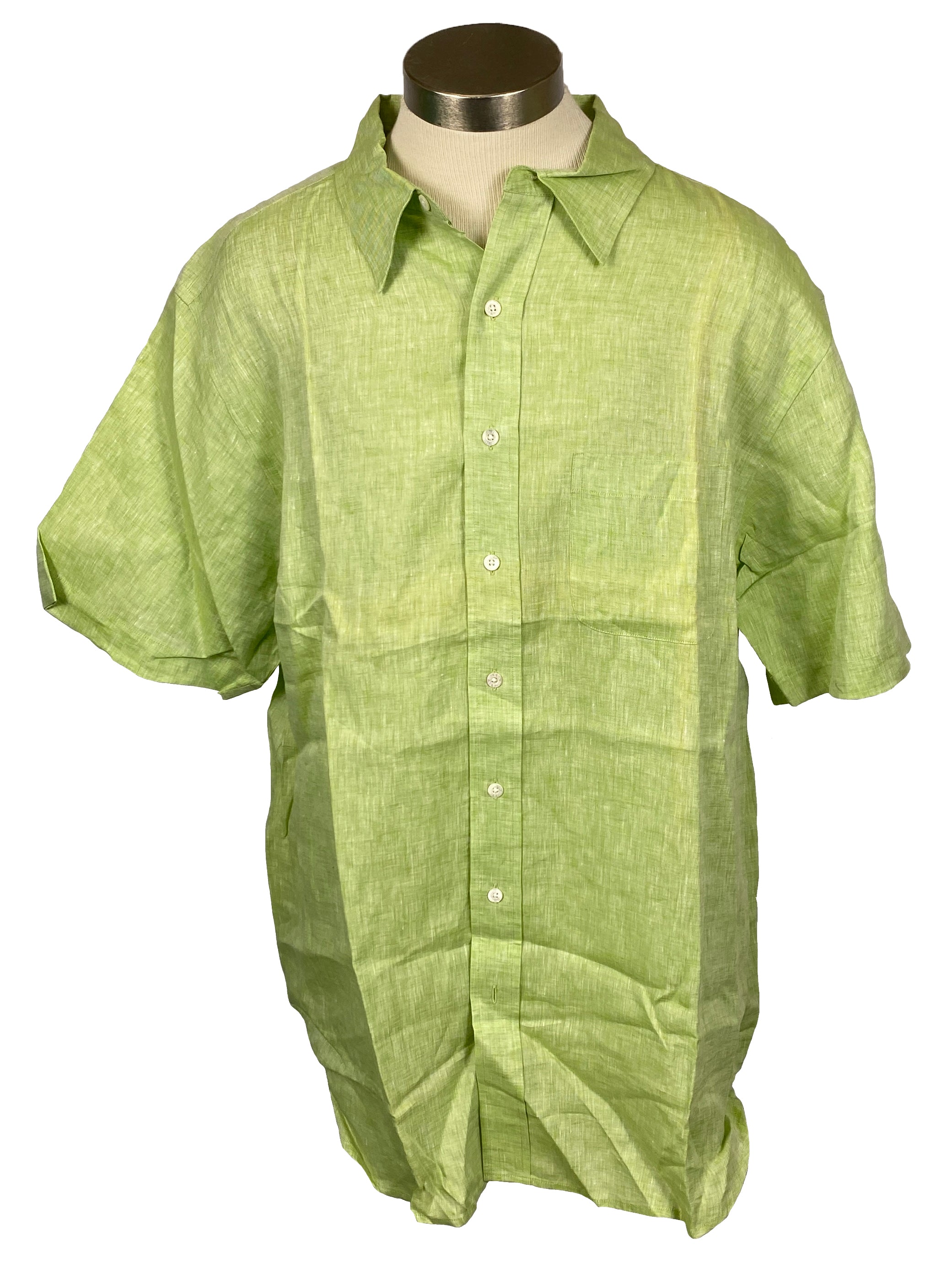 Pell & Co Green Linen Button Down Shirt Men's Size XL