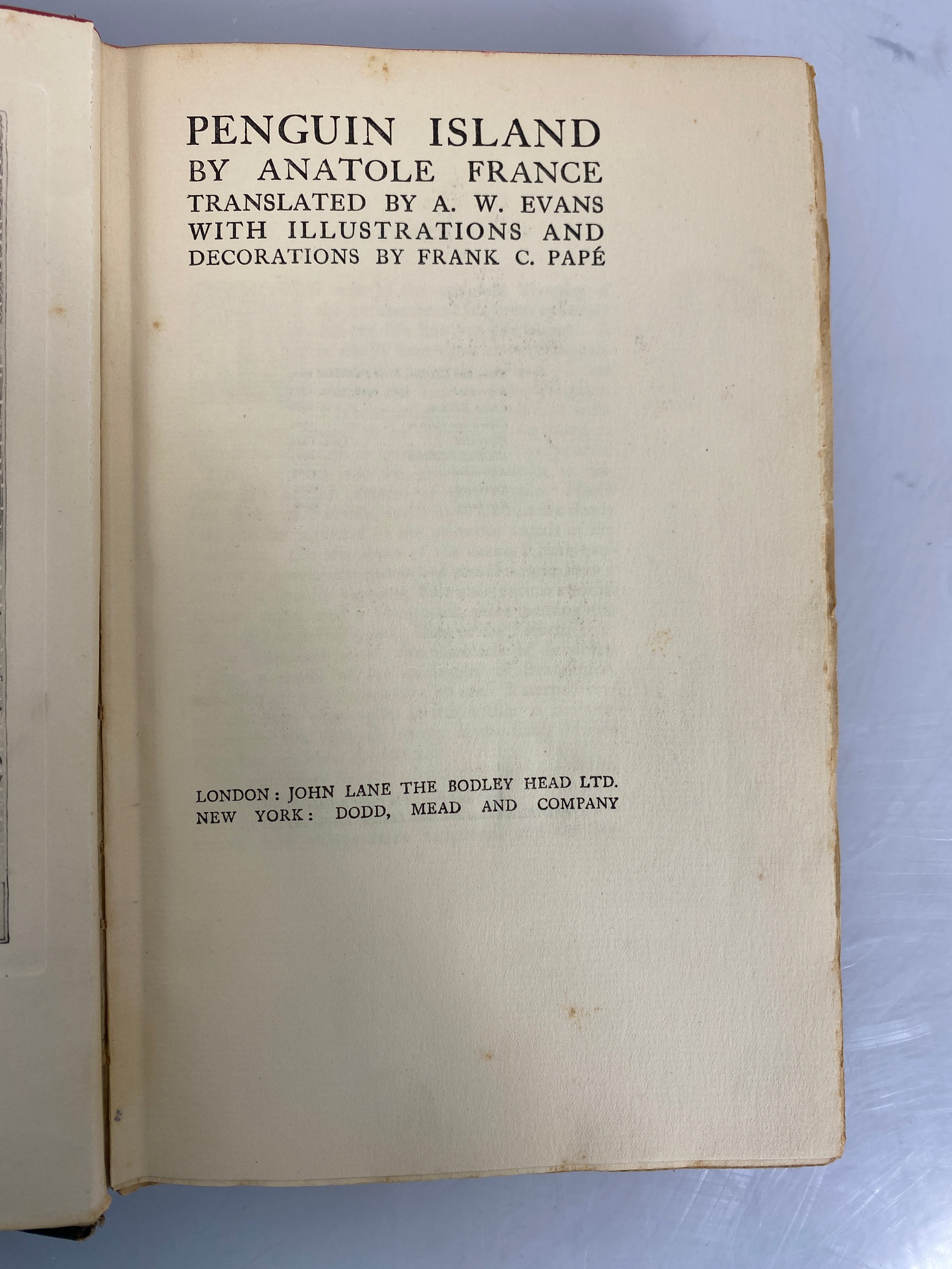 Penguin Island by Anatole France Illustrated by Frank Pape 1926 Antique HC