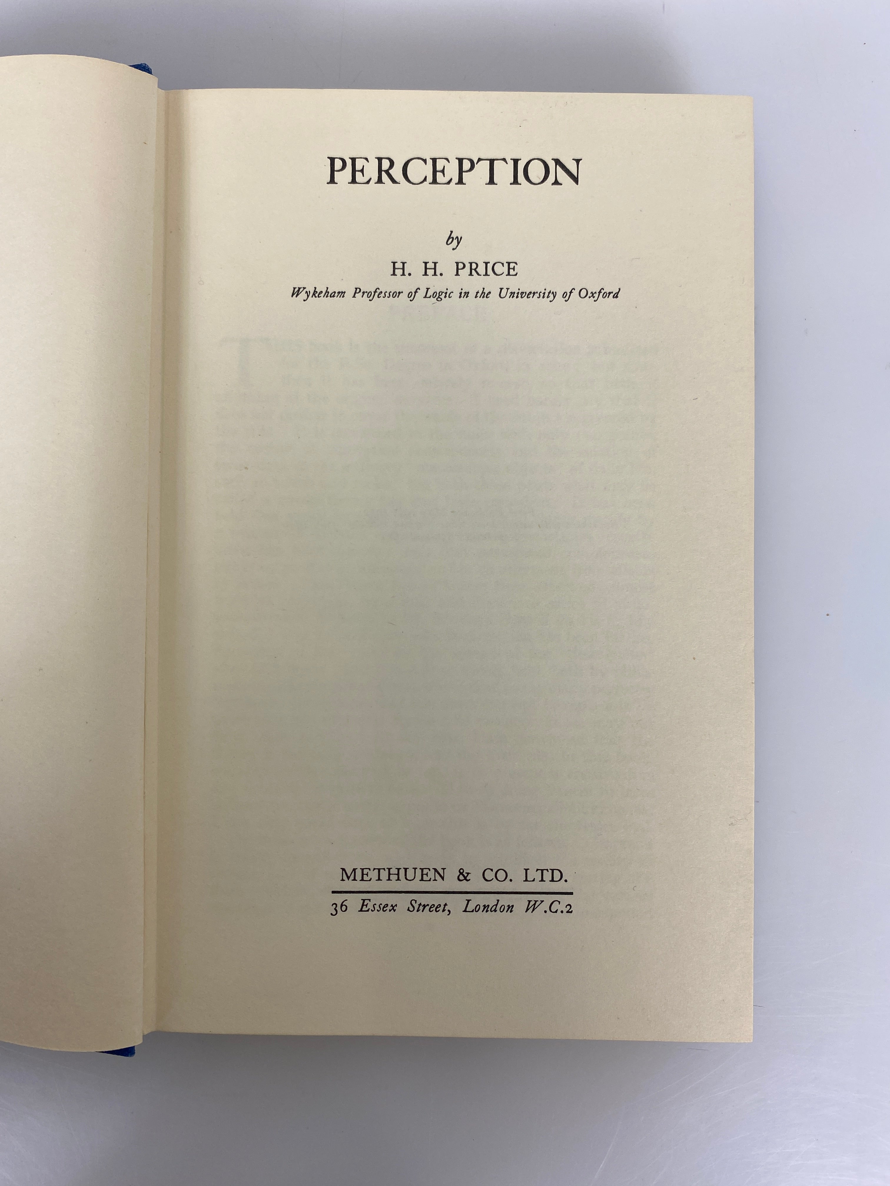 Perception by H.H. Price 1961 Reprint Vintage HC