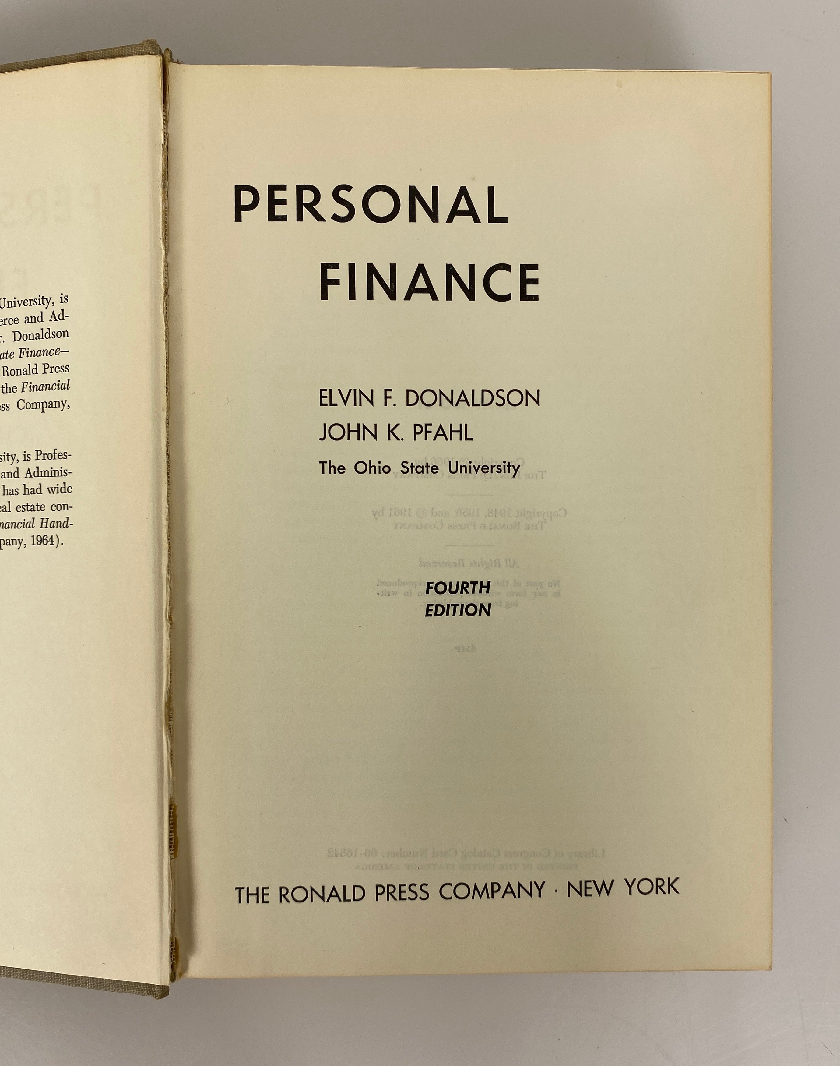 Personal Finance by Donaldson/Pfahl 1966 Fourth Edition HC