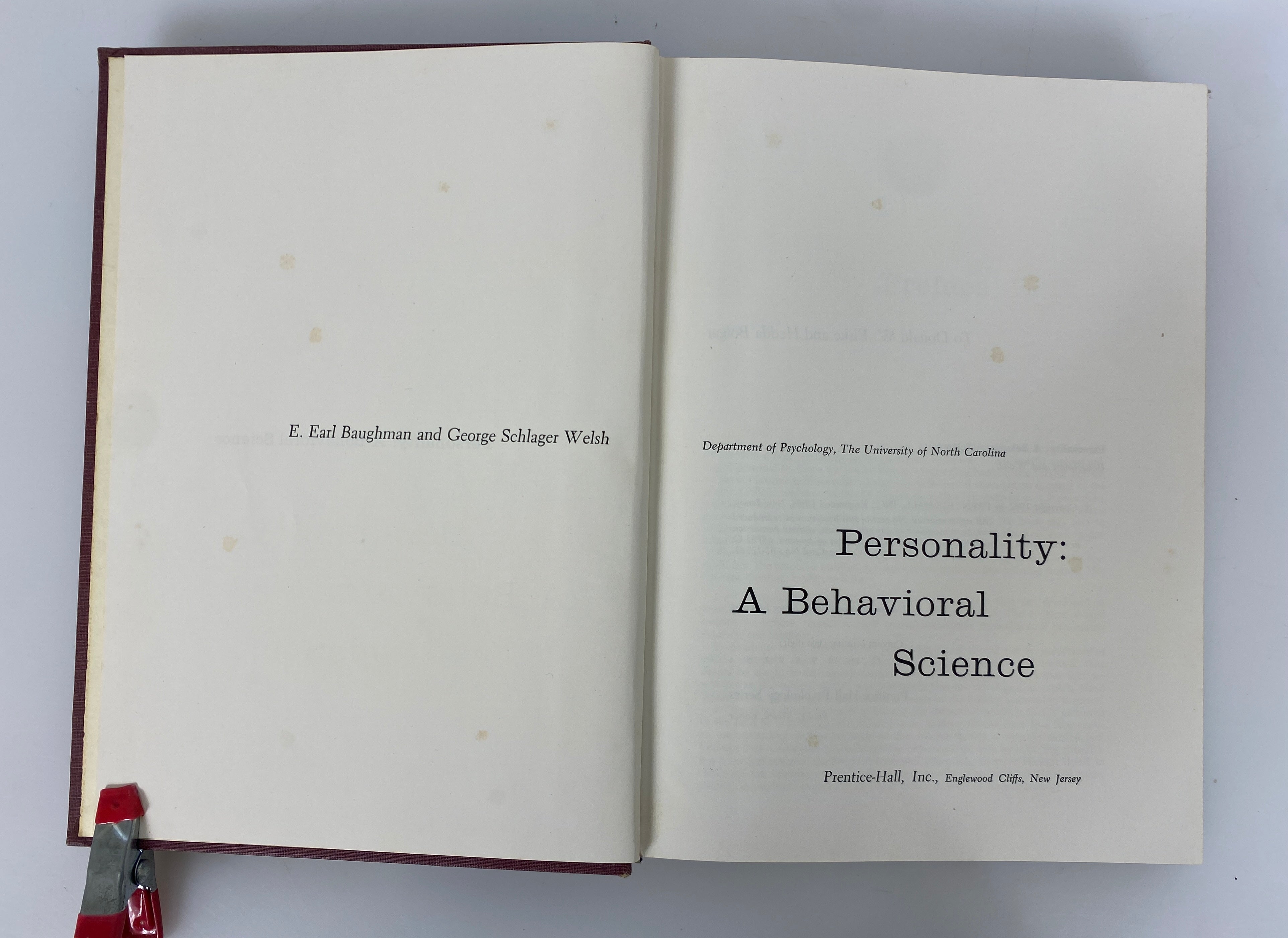 Personality: A Behavioral Science Baughman/Welsh 1962 HC Text