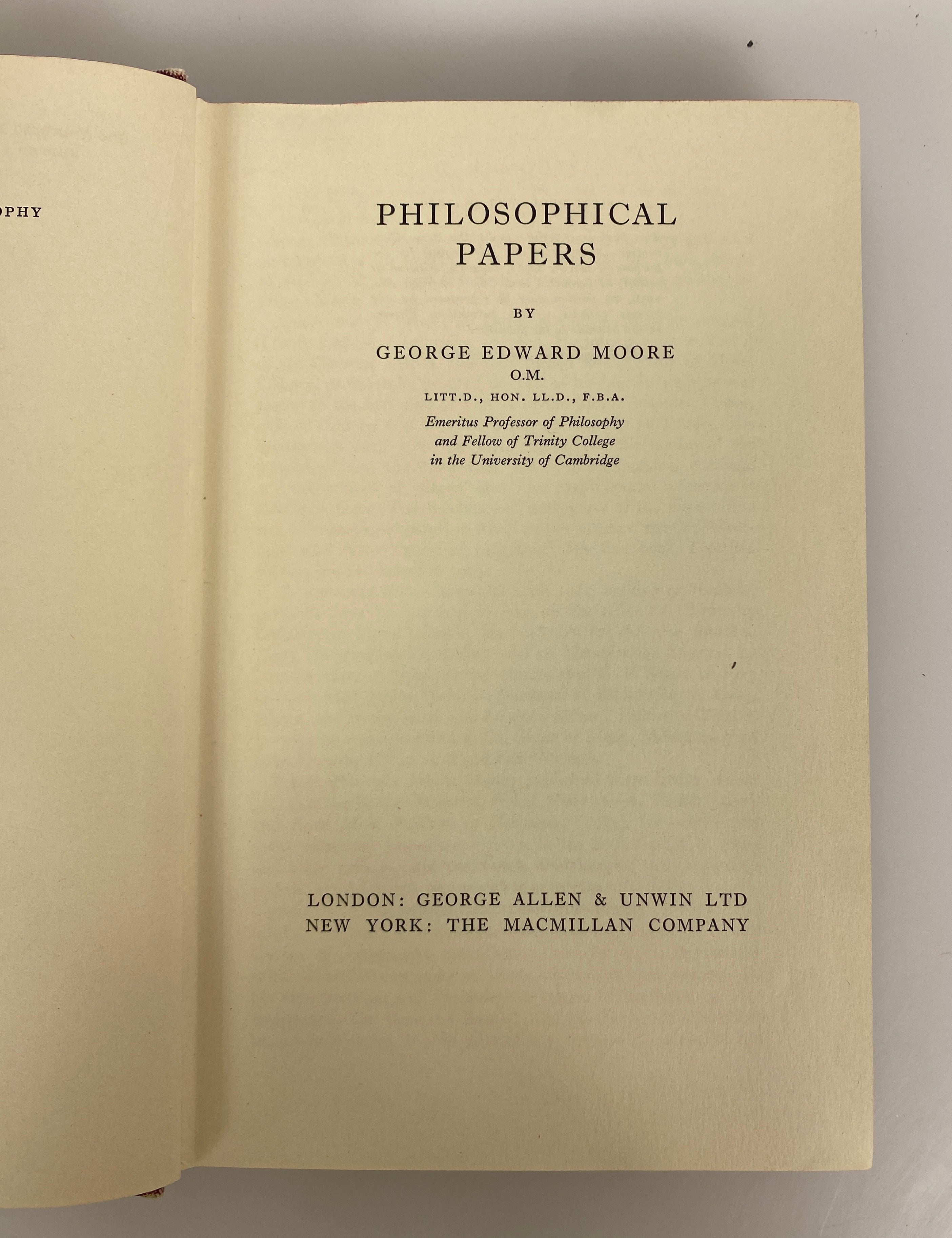 Philosophical Papers by George Edward Moore 1959 1st Edition Ex-Library HC