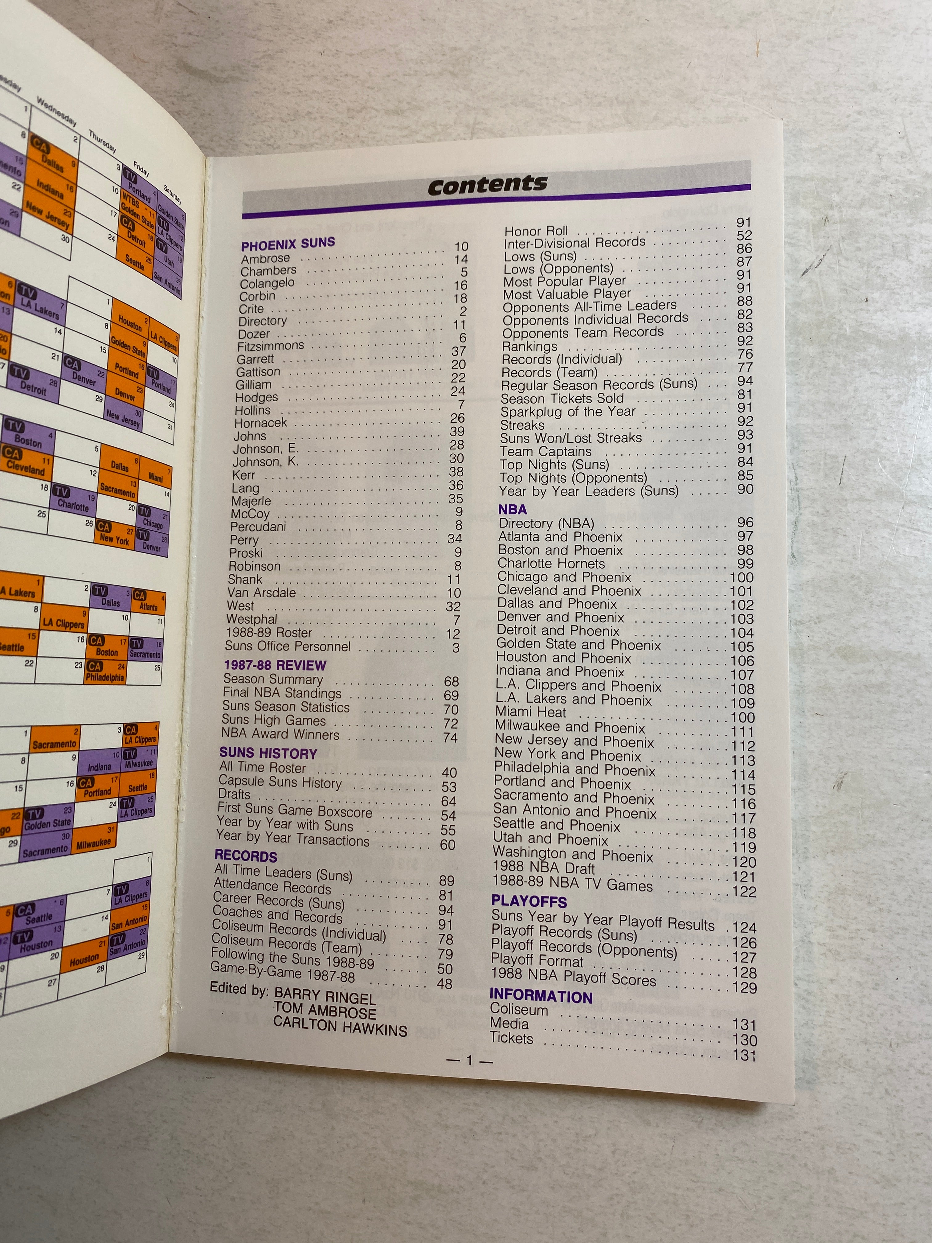 Phoenix Suns NBA Media Guide 1988-1989