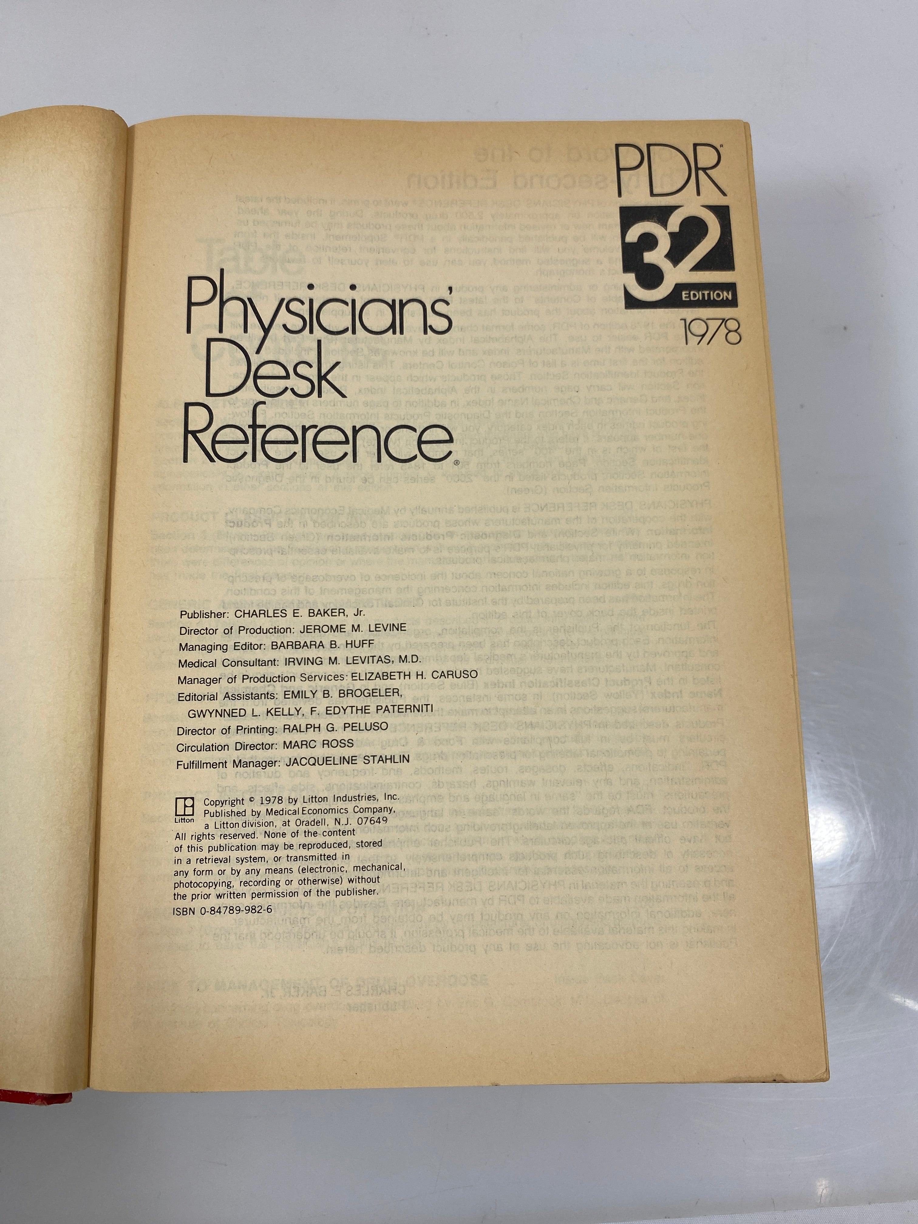 Physicians' Desk Reference 32nd Ed. Medical Economics Ex-library 1978 HC