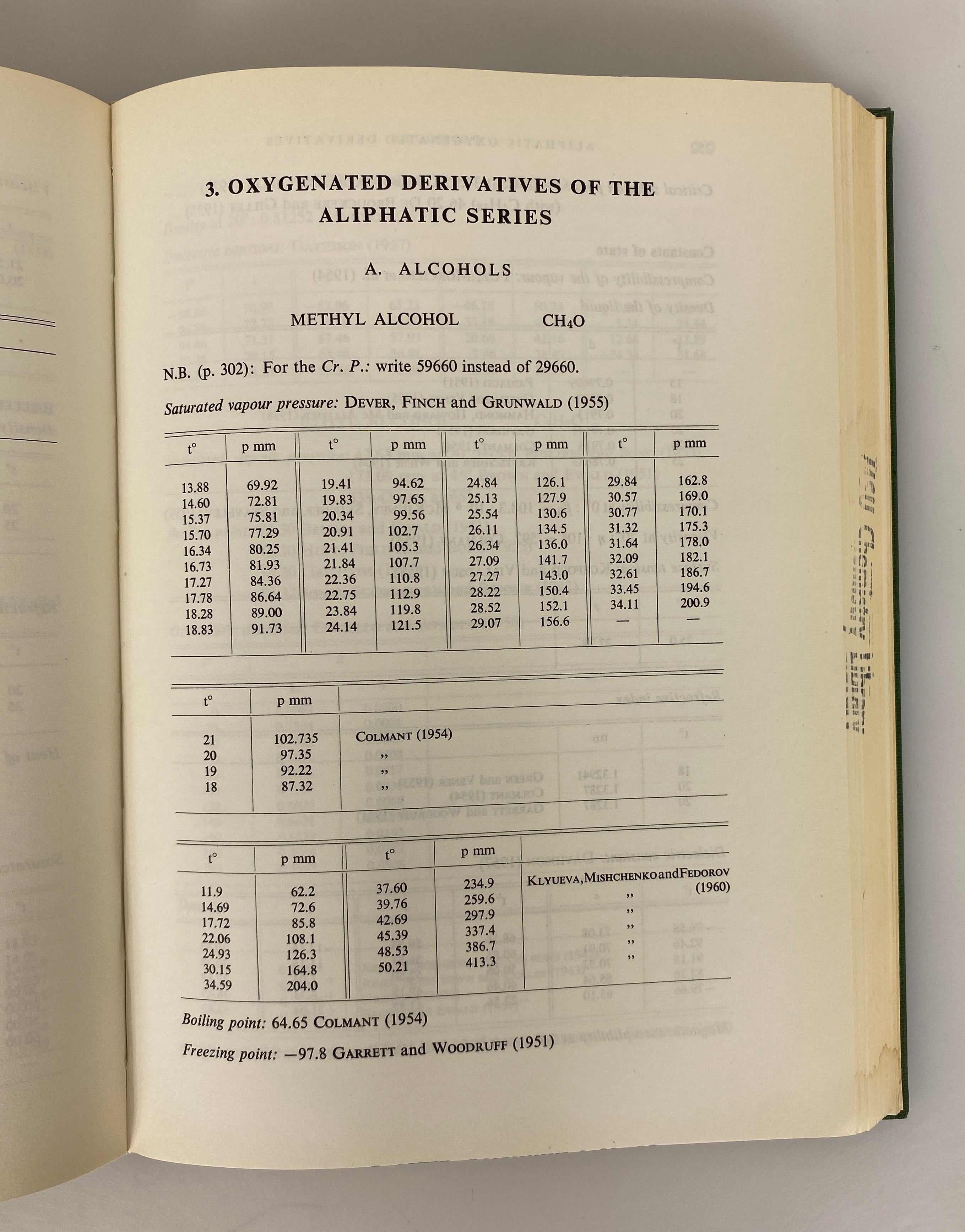 Physico-Chemical Constants of Pure Organic Compounds II Timmermans 1965 HC