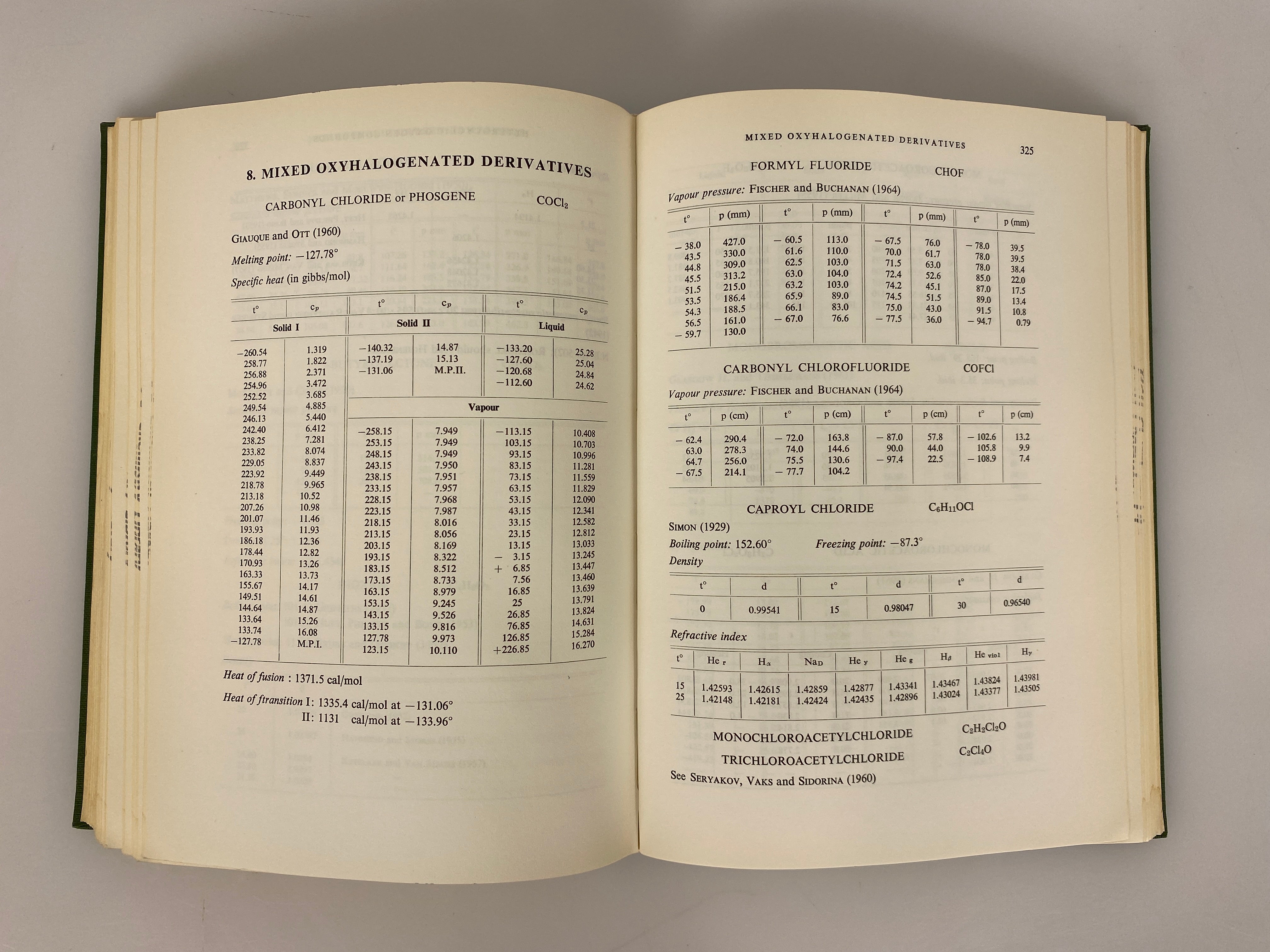 Physico-Chemical Constants of Pure Organic Compounds II Timmermans 1965 HC