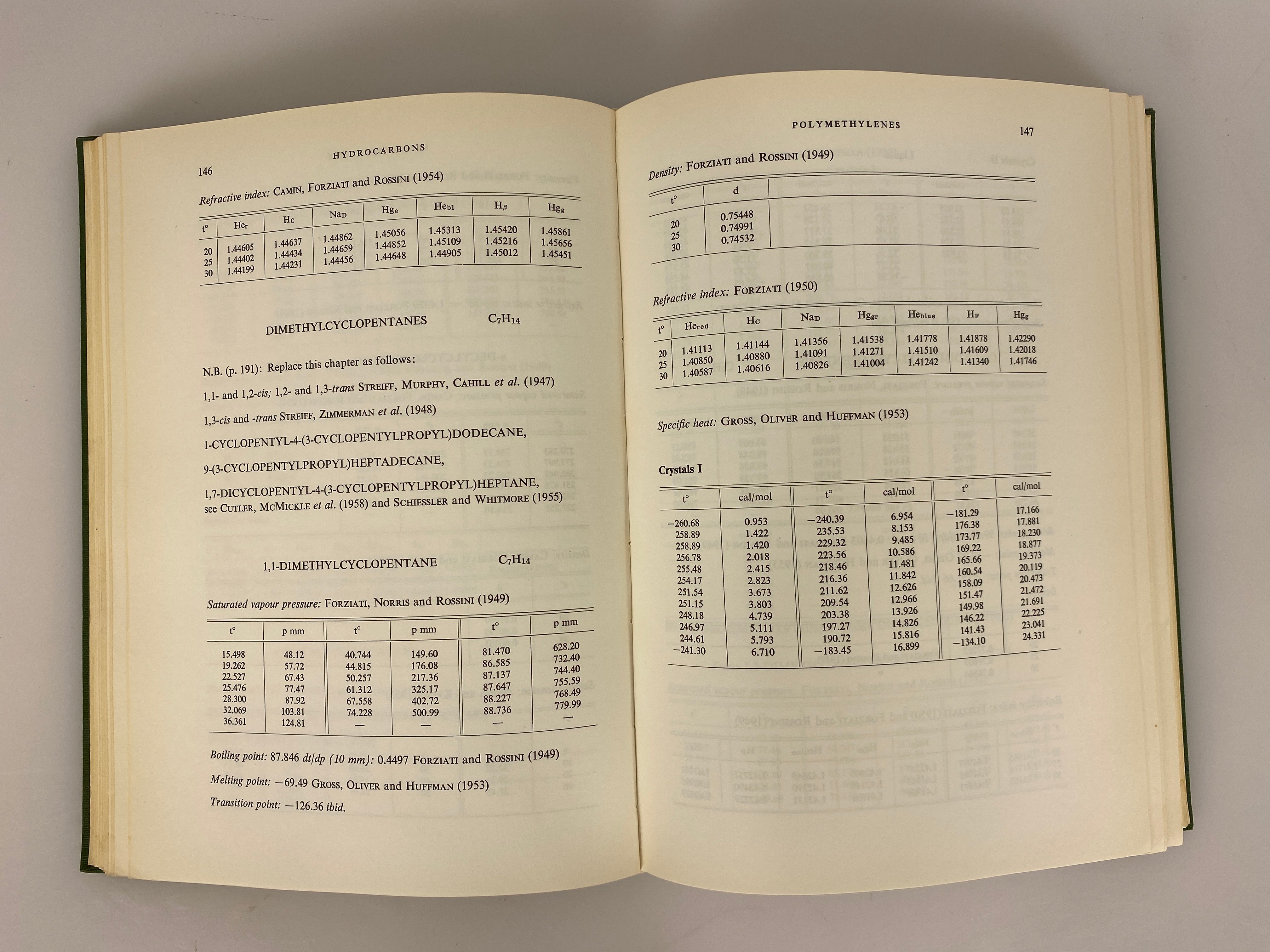 Physico-Chemical Constants of Pure Organic Compounds II Timmermans 1965 HC