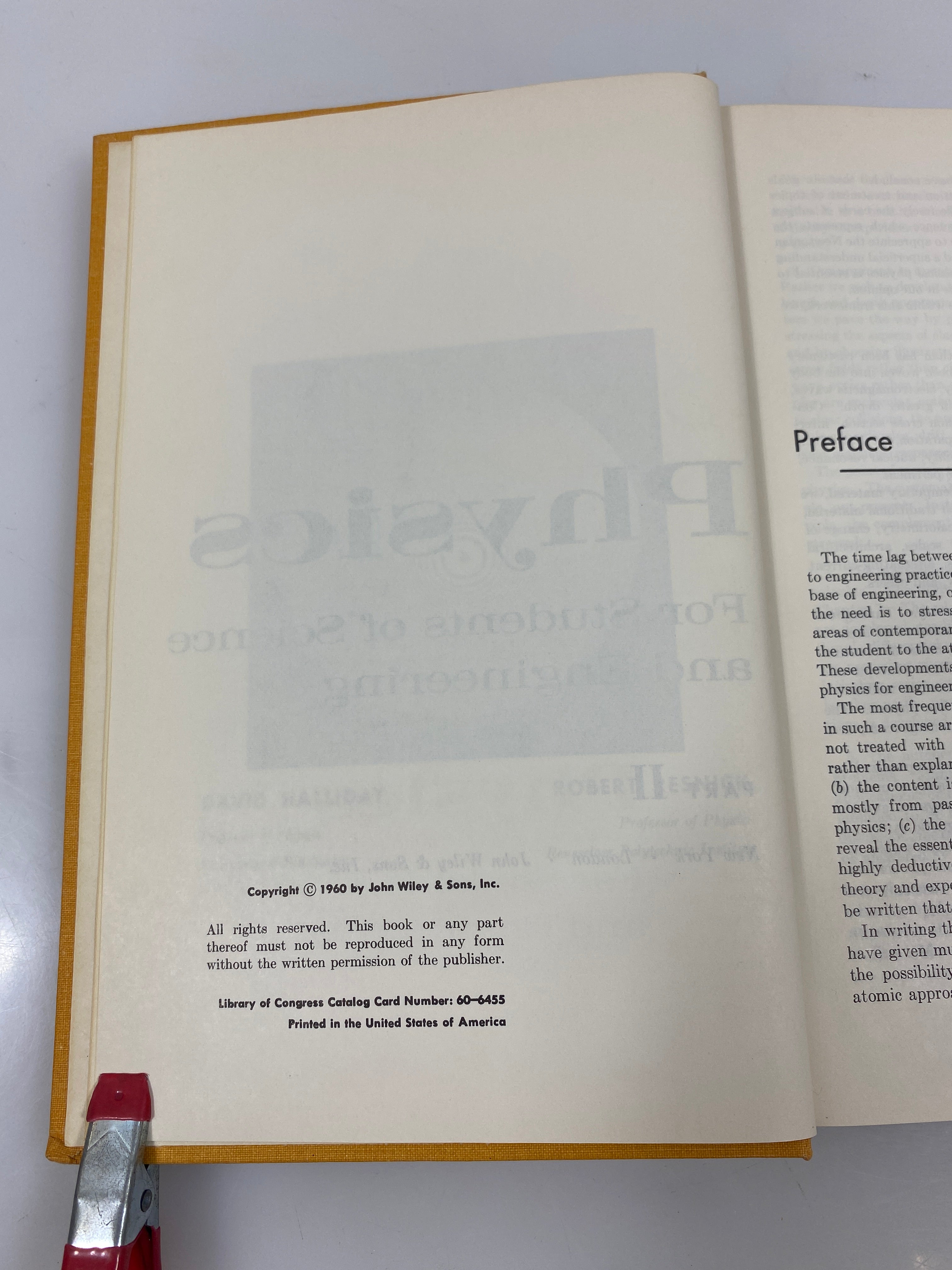 Physics Part II by Halliday/Resnick 1960 HC
