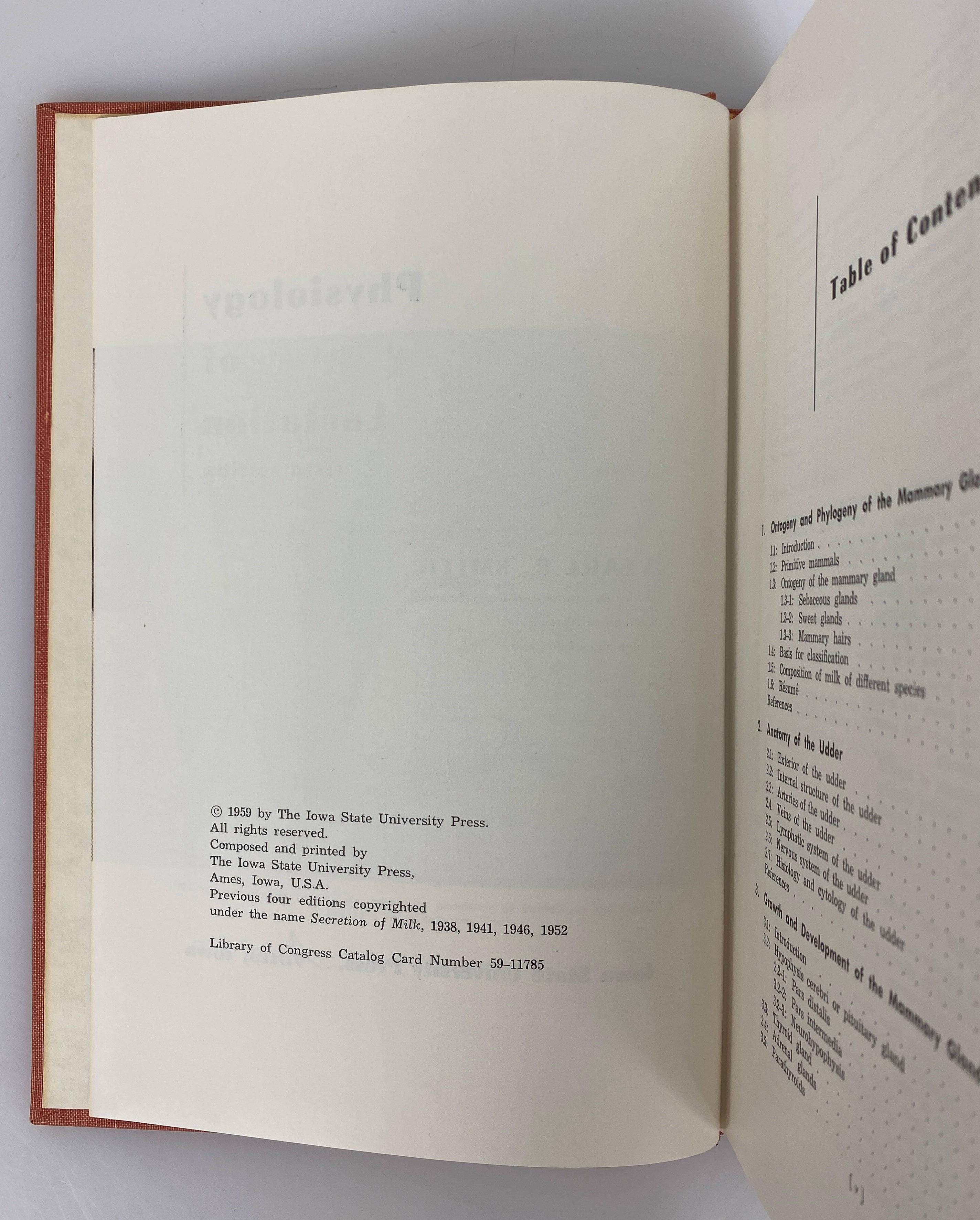 Physiology of Lactation by Vearl Smith 1959 Vintage HC