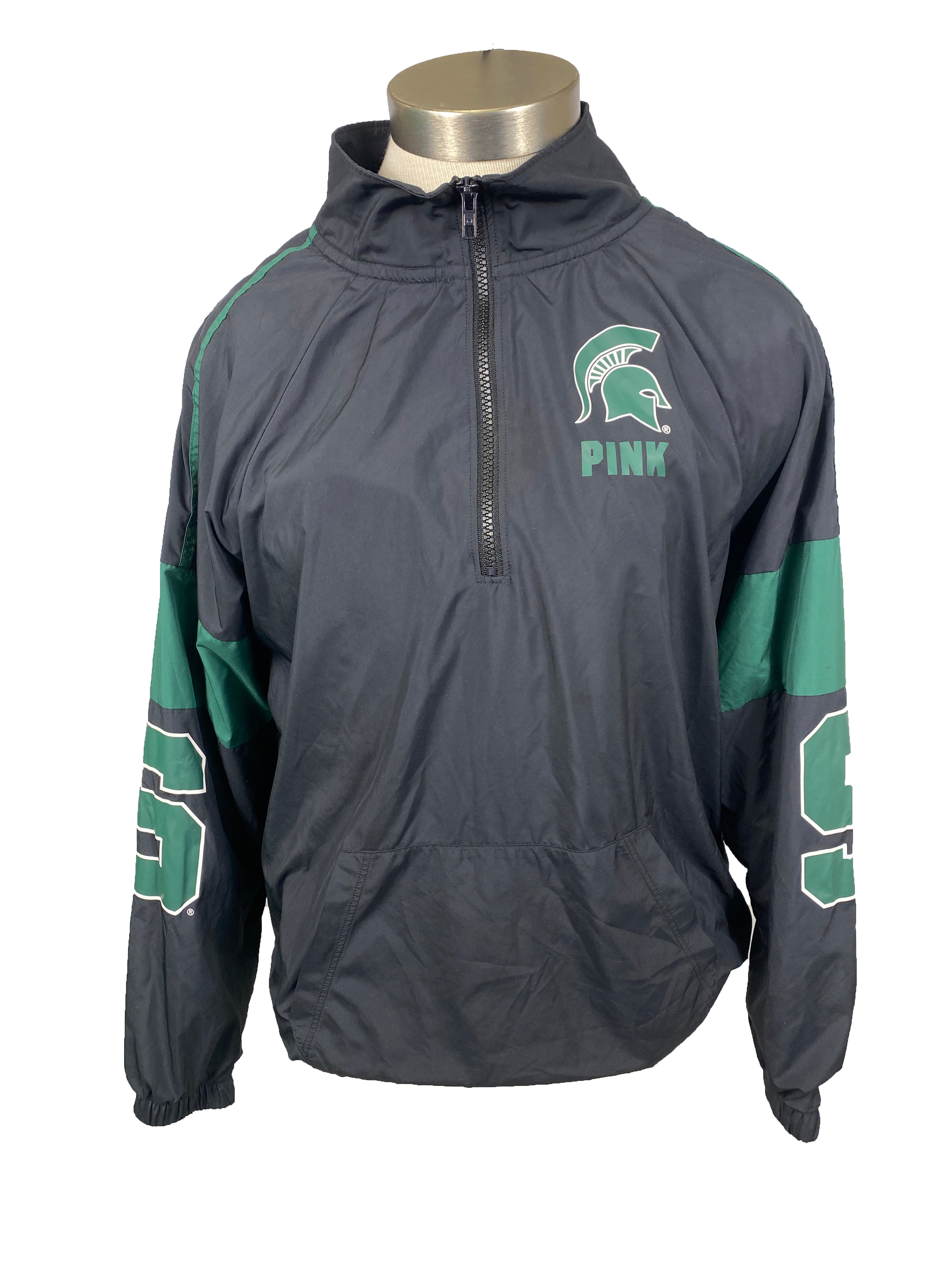 PINK MSU Black Quarter Zip Jacket Women's Size XS