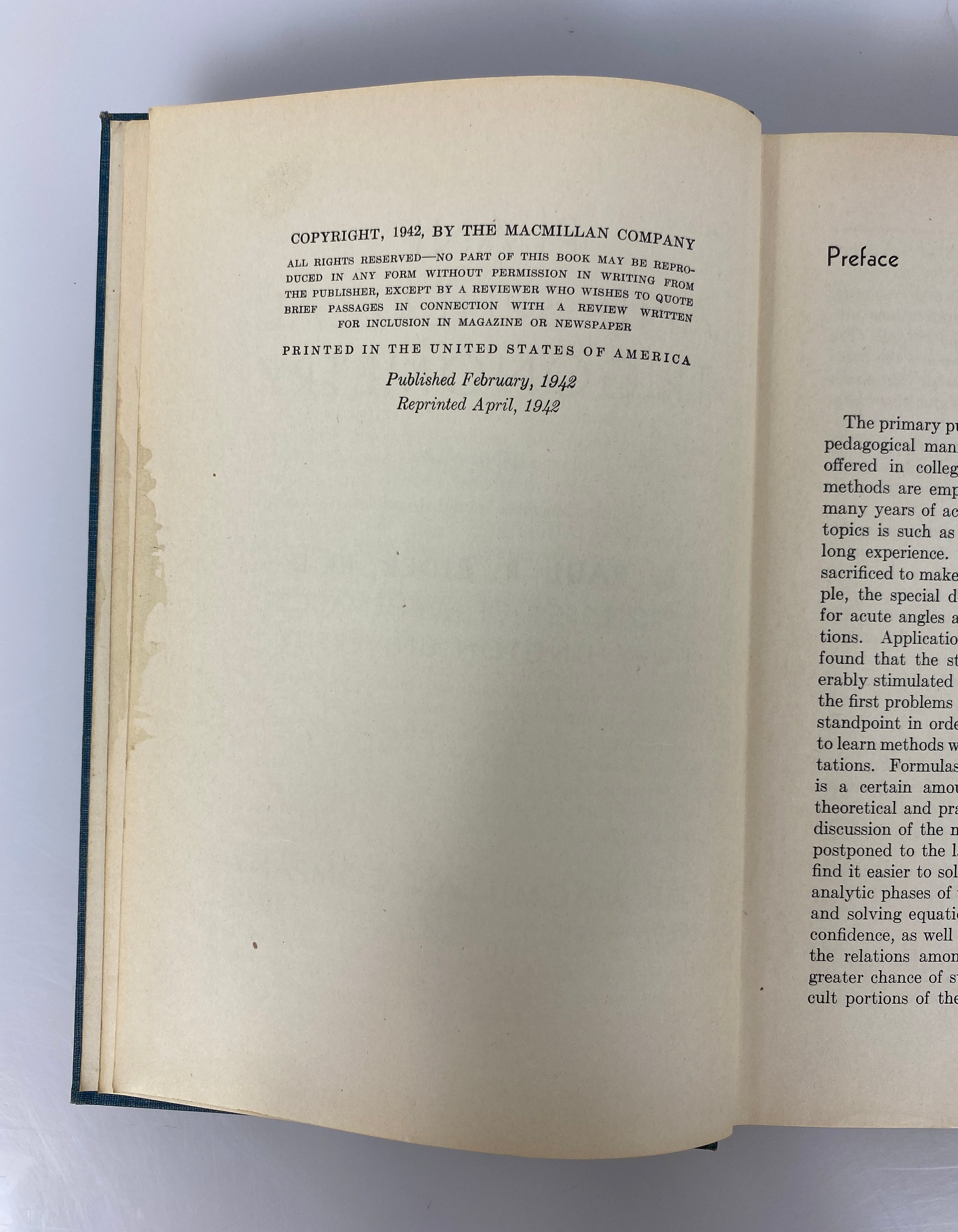 Plane and Spherical Trigonometry by Paul Rider 1942 Vintage HC Textbook