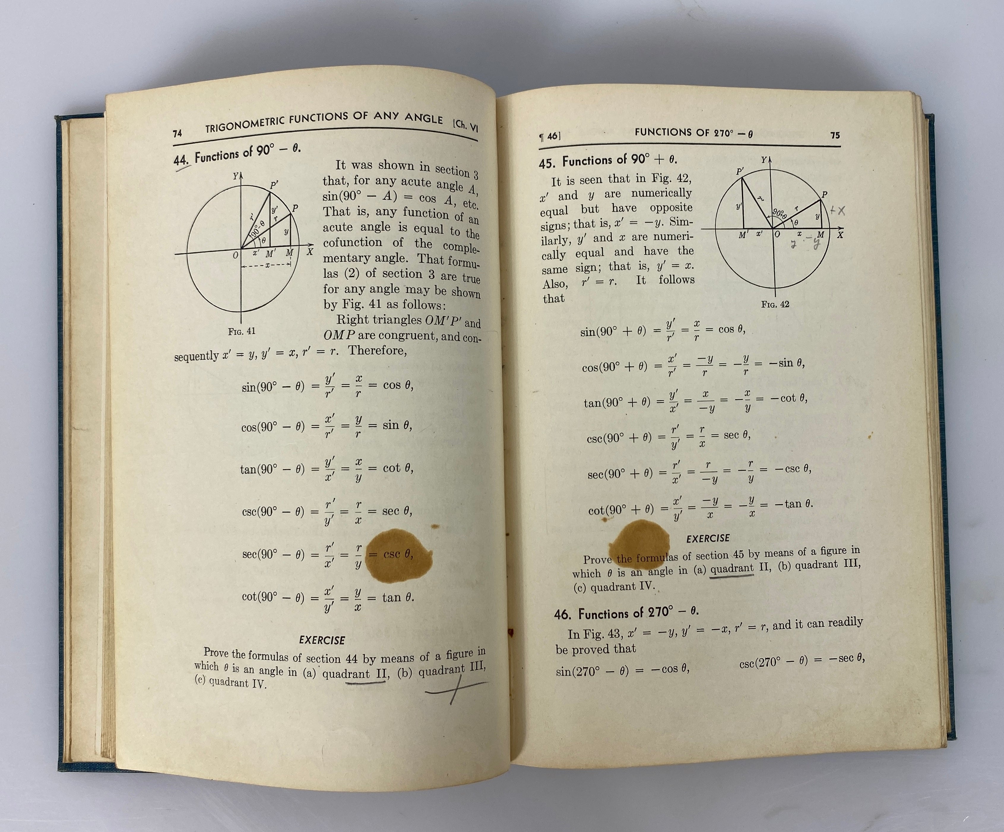 Plane and Spherical Trigonometry by Paul Rider 1942 Vintage HC Textbook