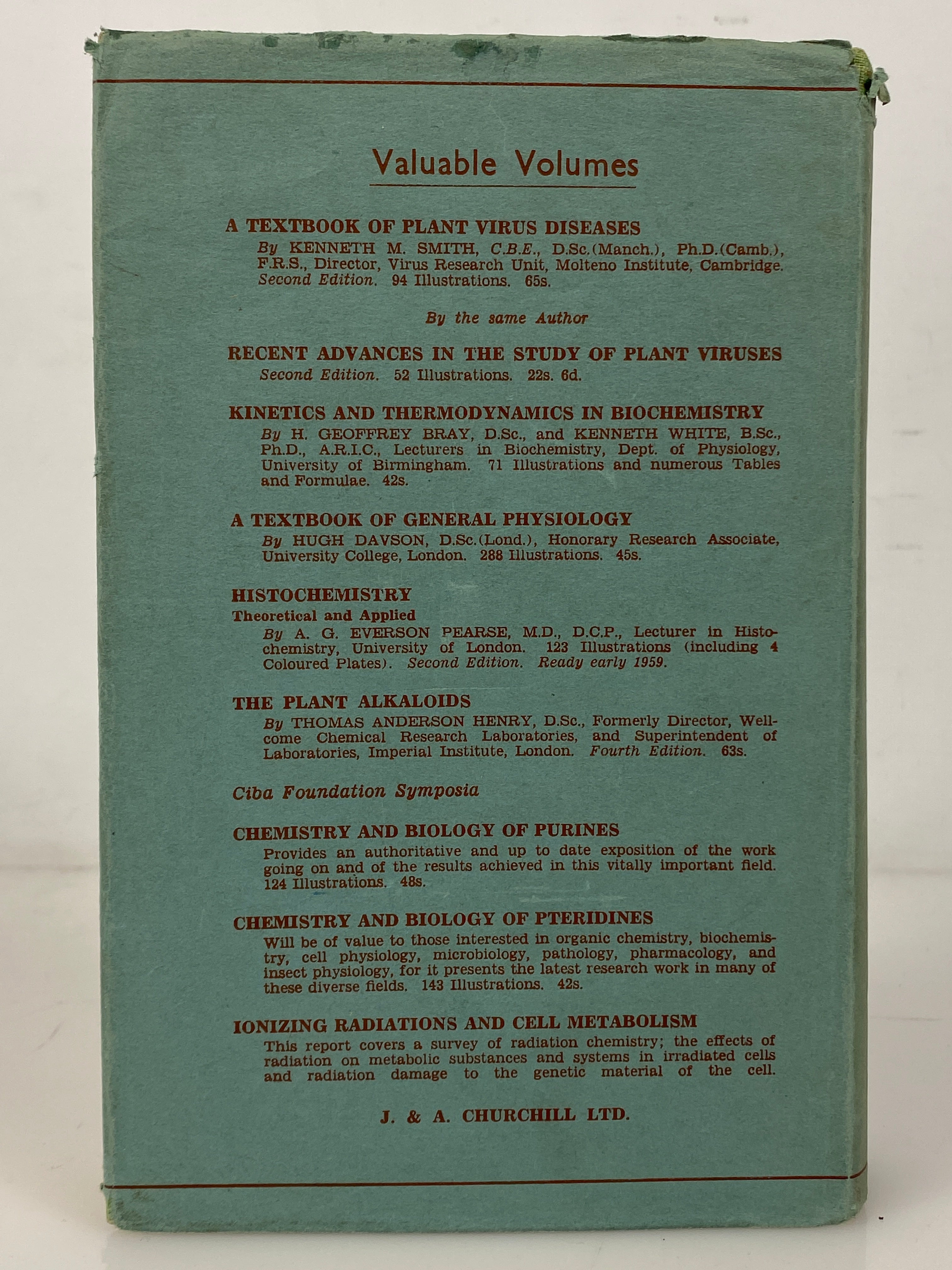 Plant Physiology by Meirion Thomas 1958 Fourth Edition HC DJ