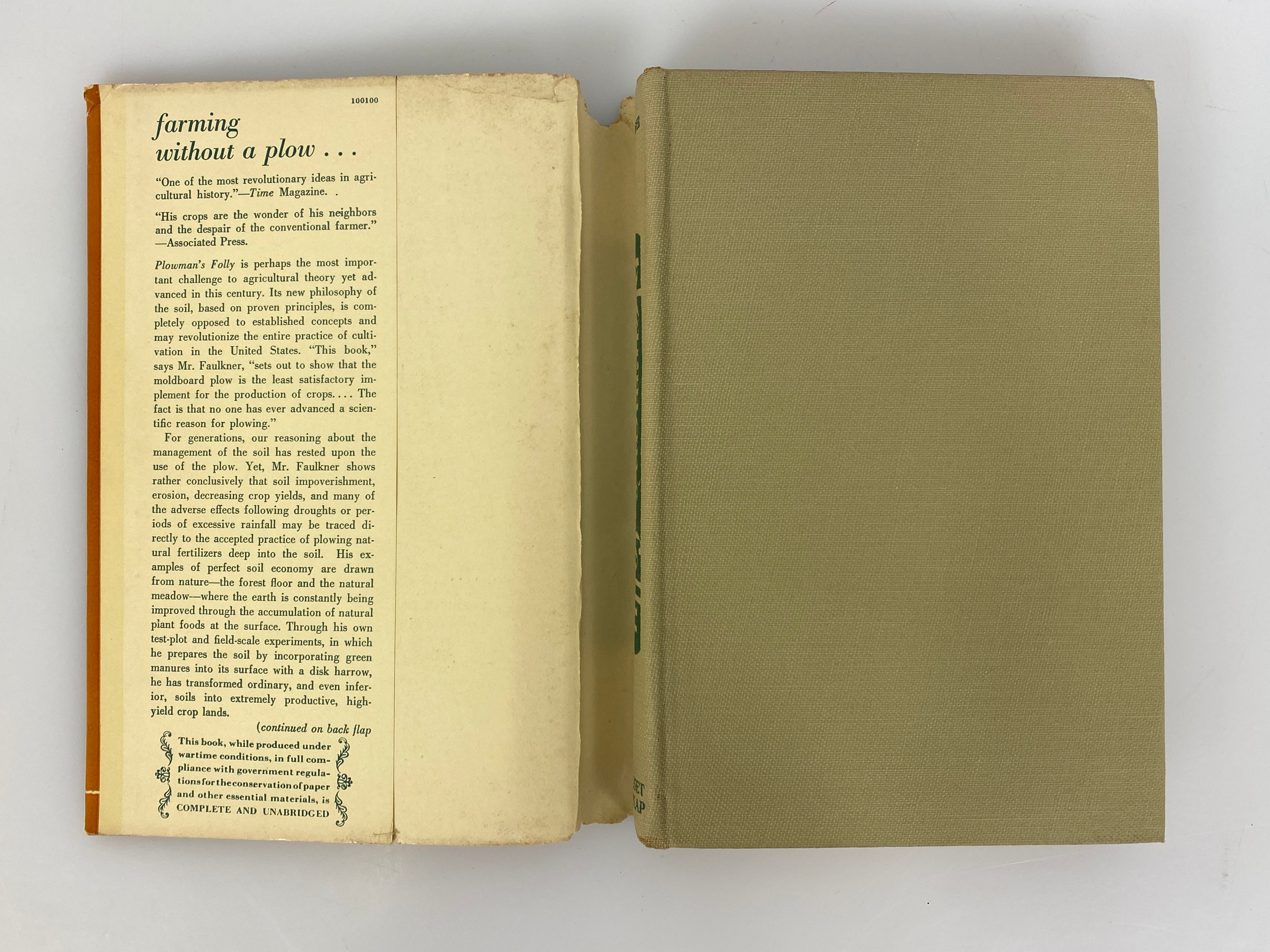 Plowman's Folly by Edward Faulkner 1943 Vintage HC DJ