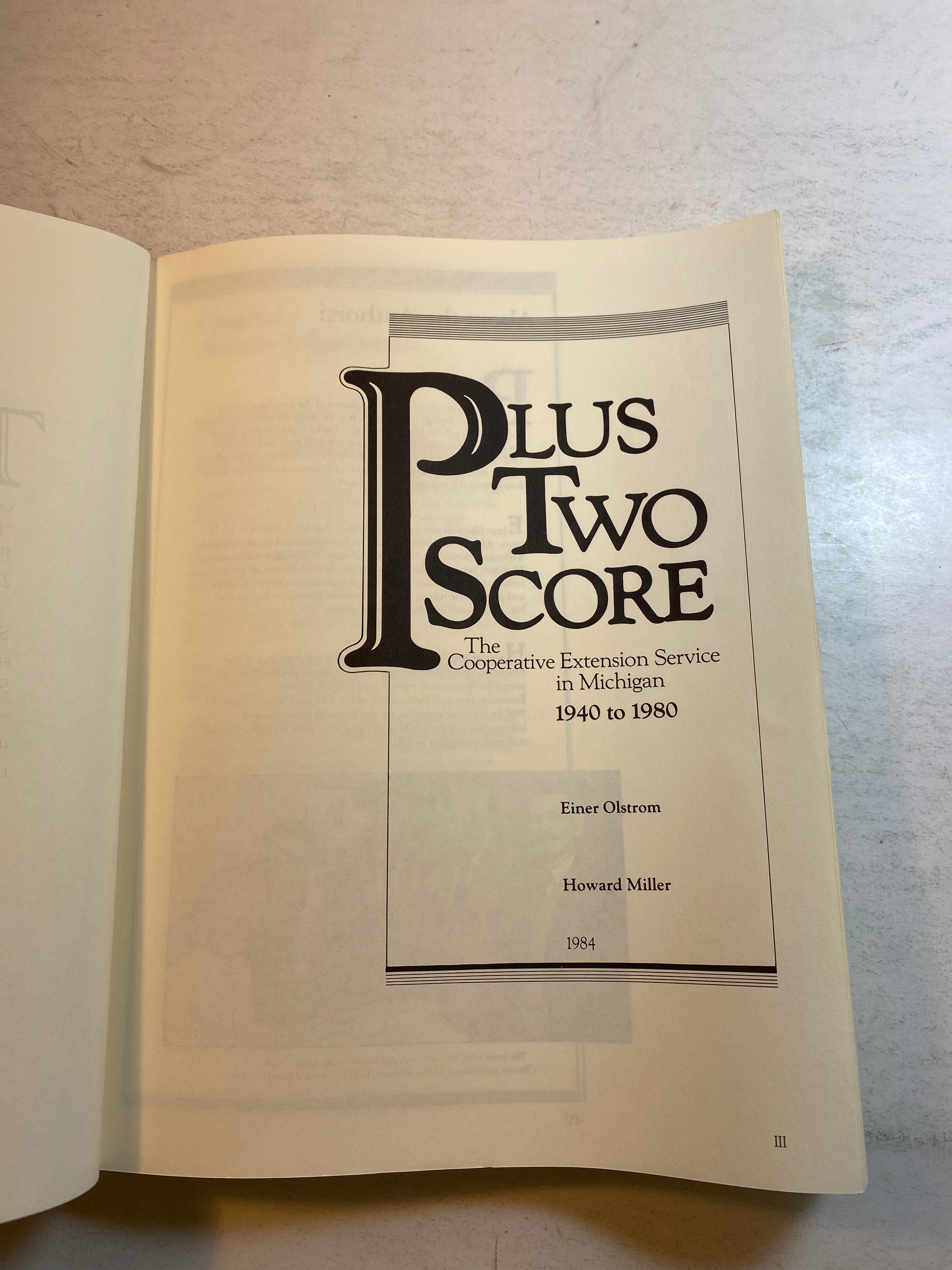 Plus Two Score MSU Extension History 1940-1980 SC 1984