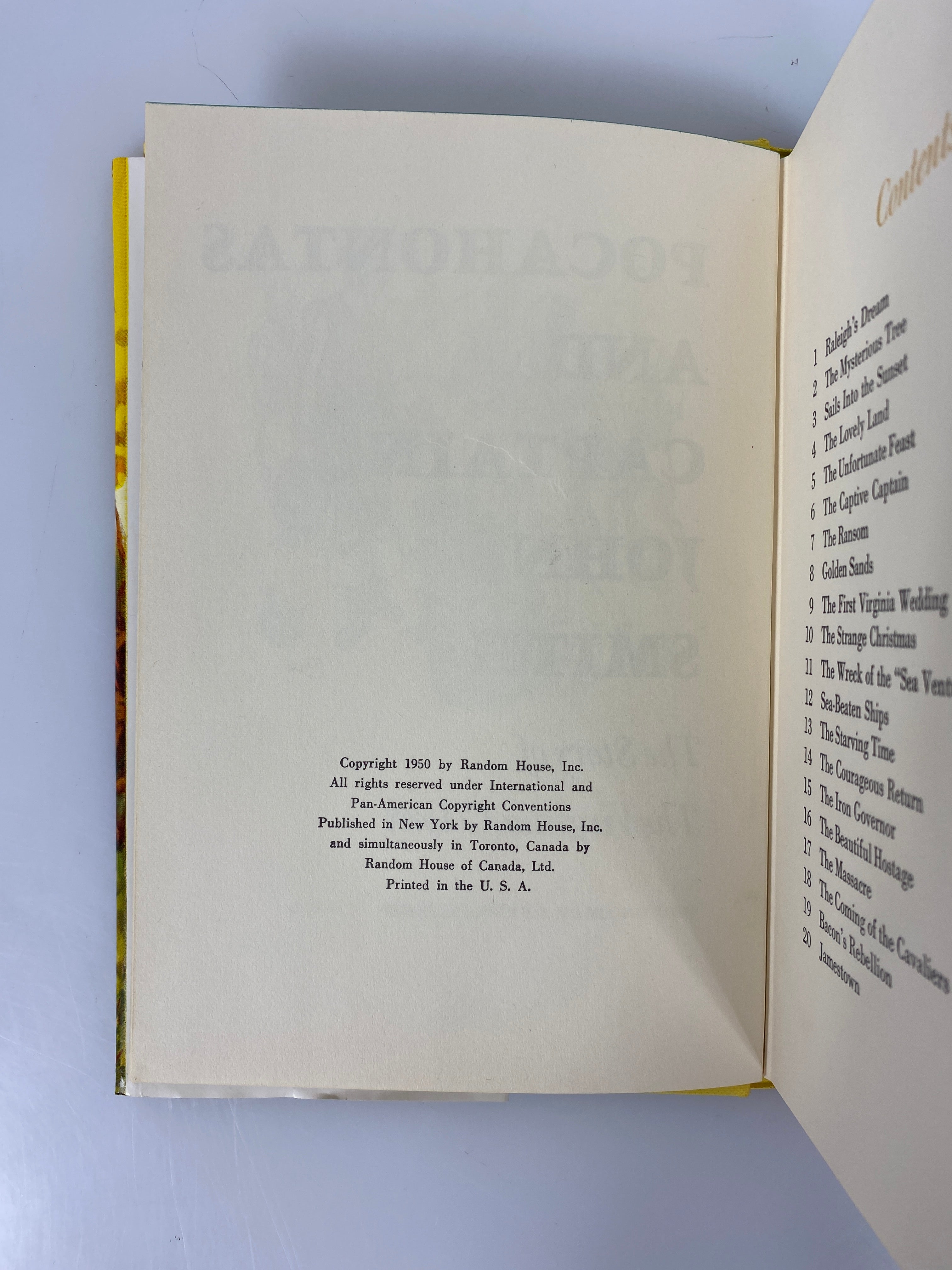 Pocahontas and Captain John Smith Marie Lawson Random House 1950 HCDJ