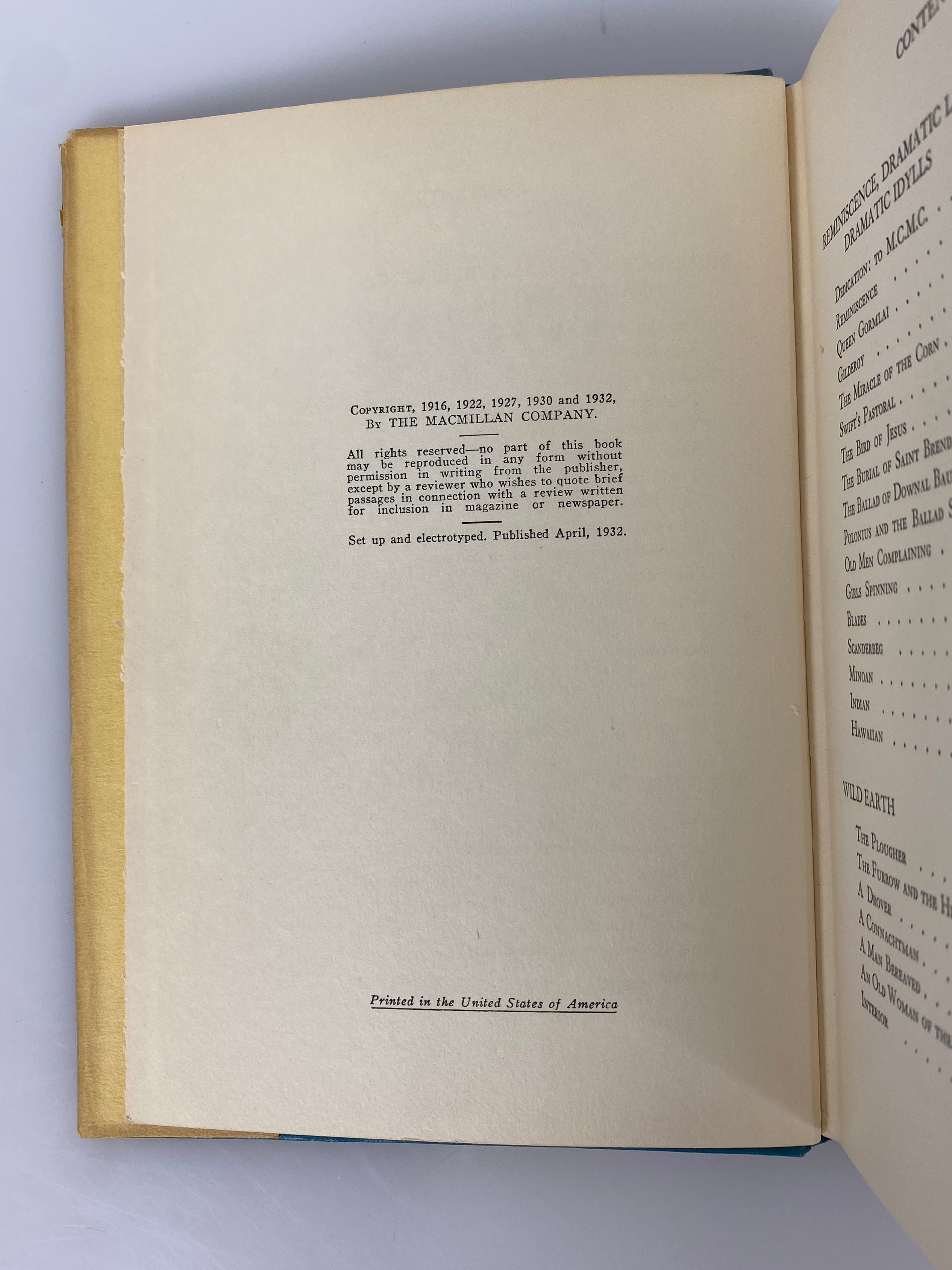 Poems by Padraic Colum 1932 The Macmillan Company HC DJ