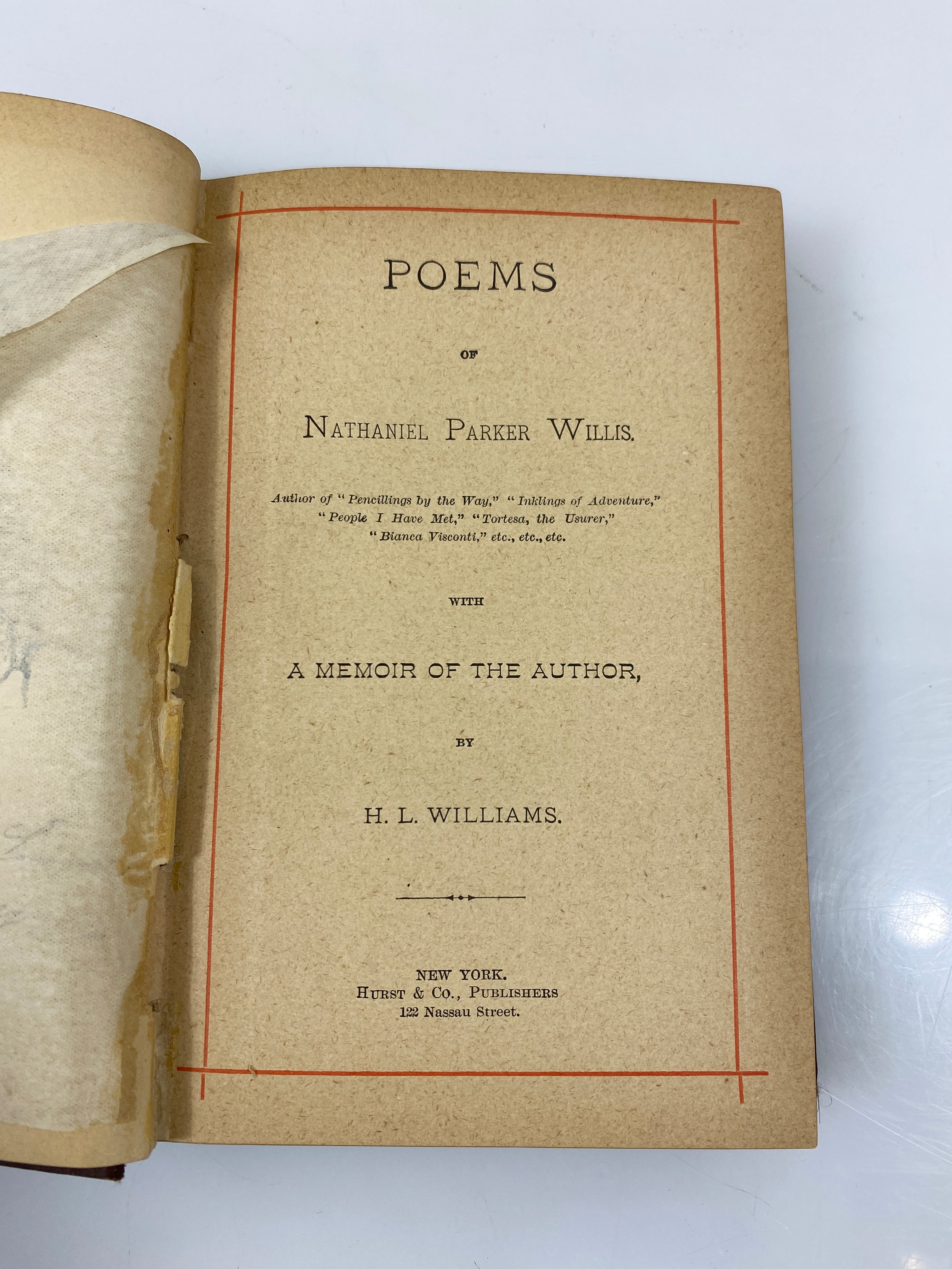 Poems of Nathaniel Parker Willis 1882 HC