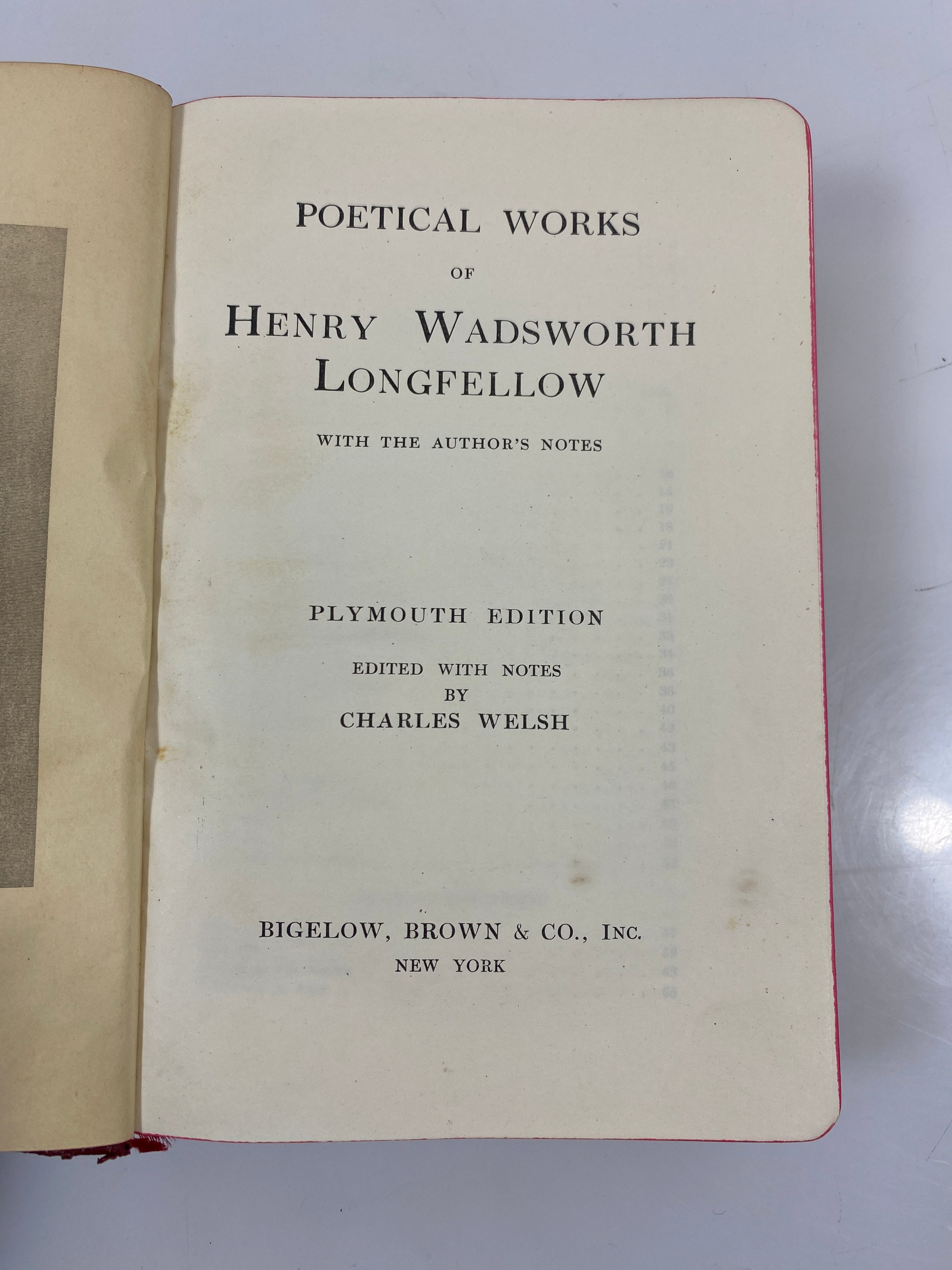 Poetical Works of Henry Wadsworth Longfellow Plymouth Edition SC