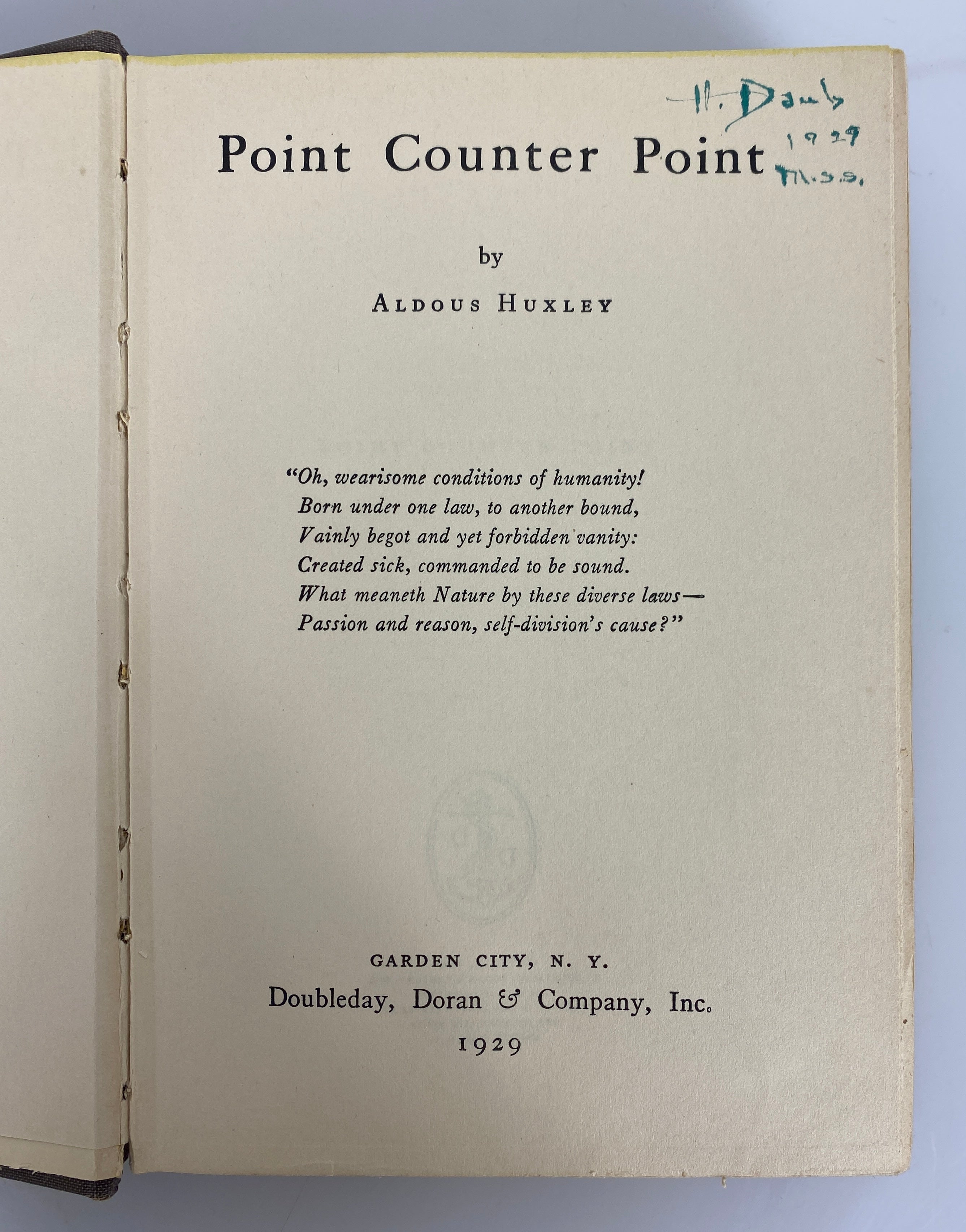 Point Counter Point by Aldous Huxley 1929 Vintage HC DJ