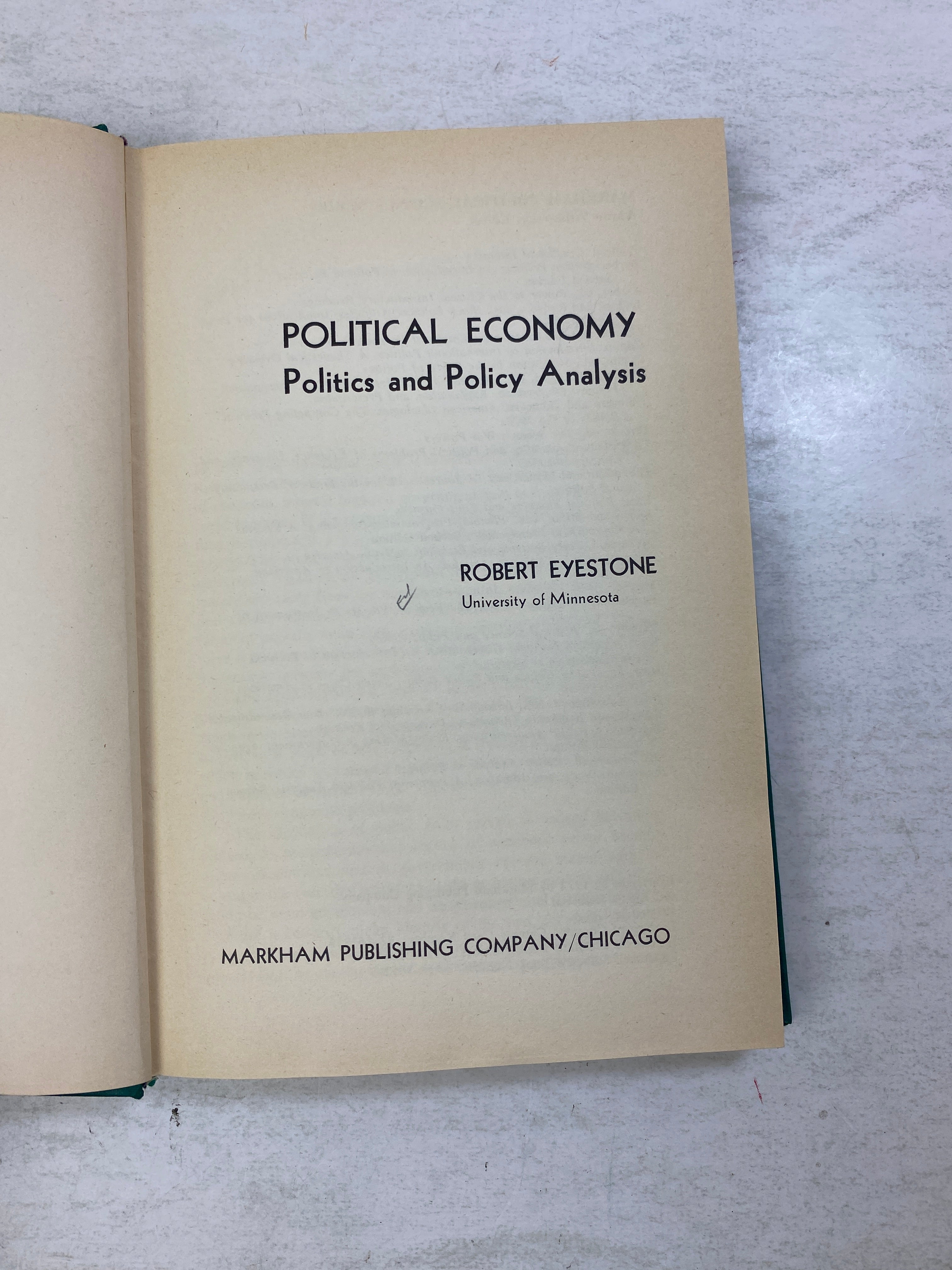 Political Economy by Robert Eyestone Ex-library 1972 HC