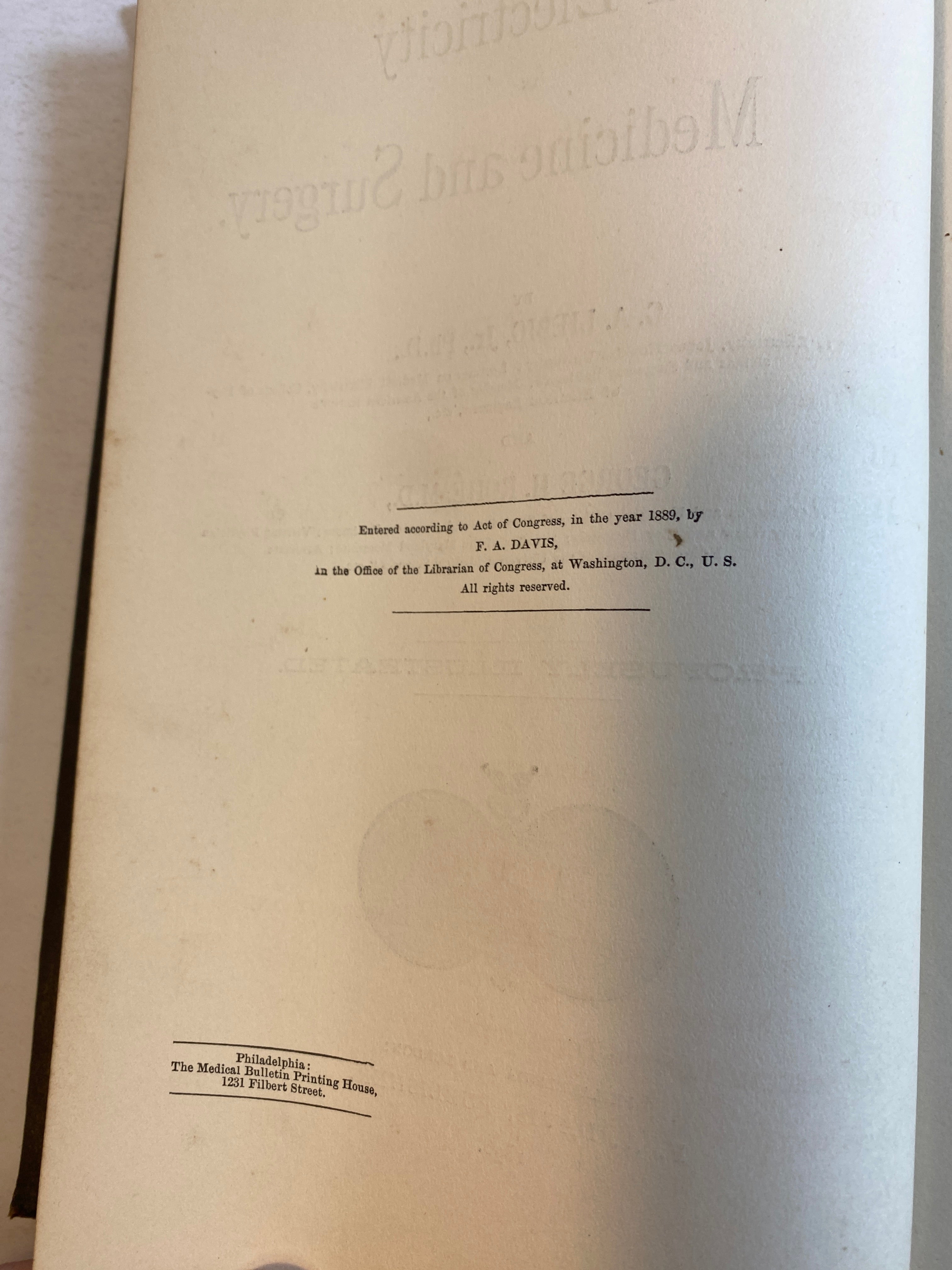 Practical Application of Electricity in Medicine and Surgery HC 1890