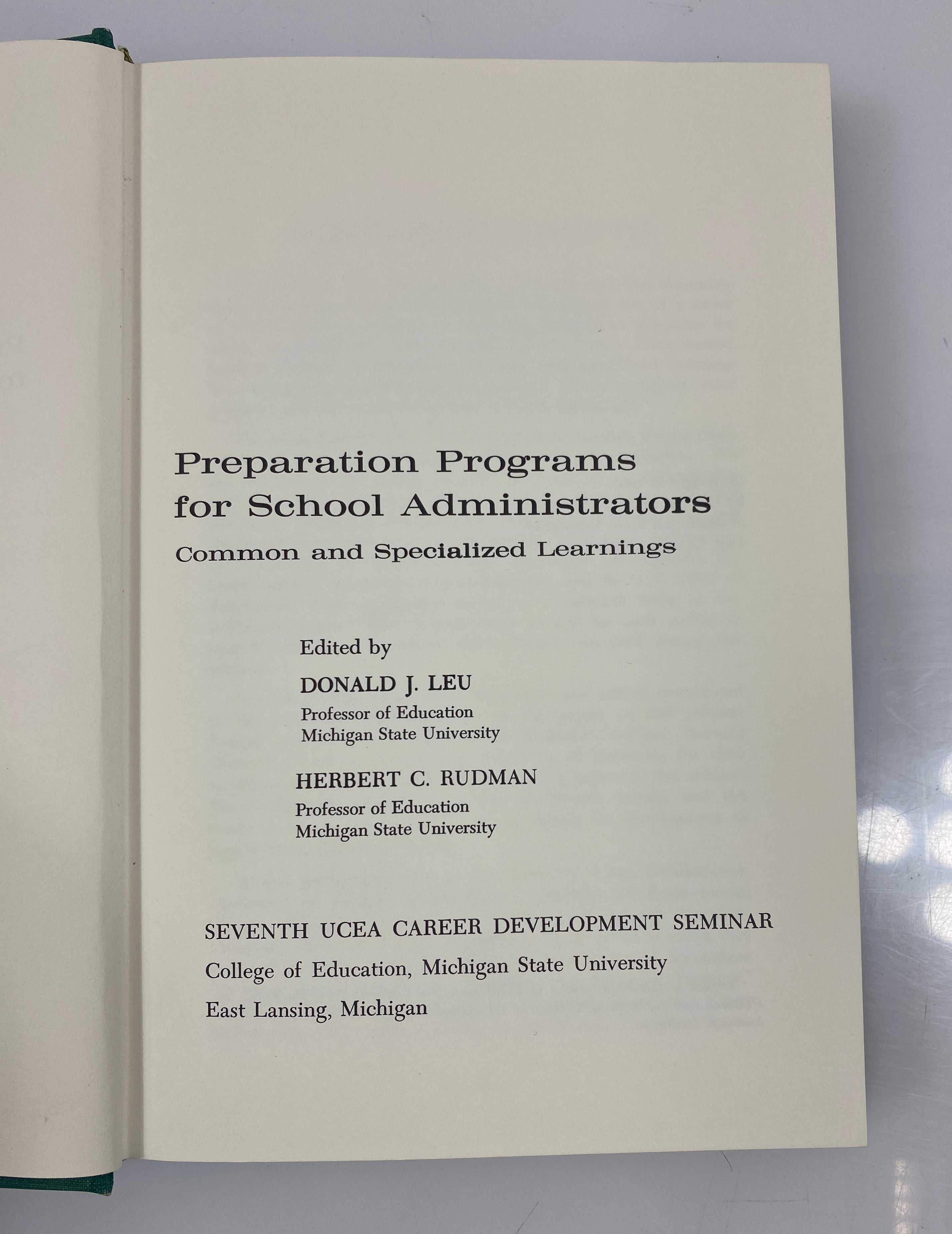 Preparation Programs for School Administrators by Leu/Rudman Signed HC