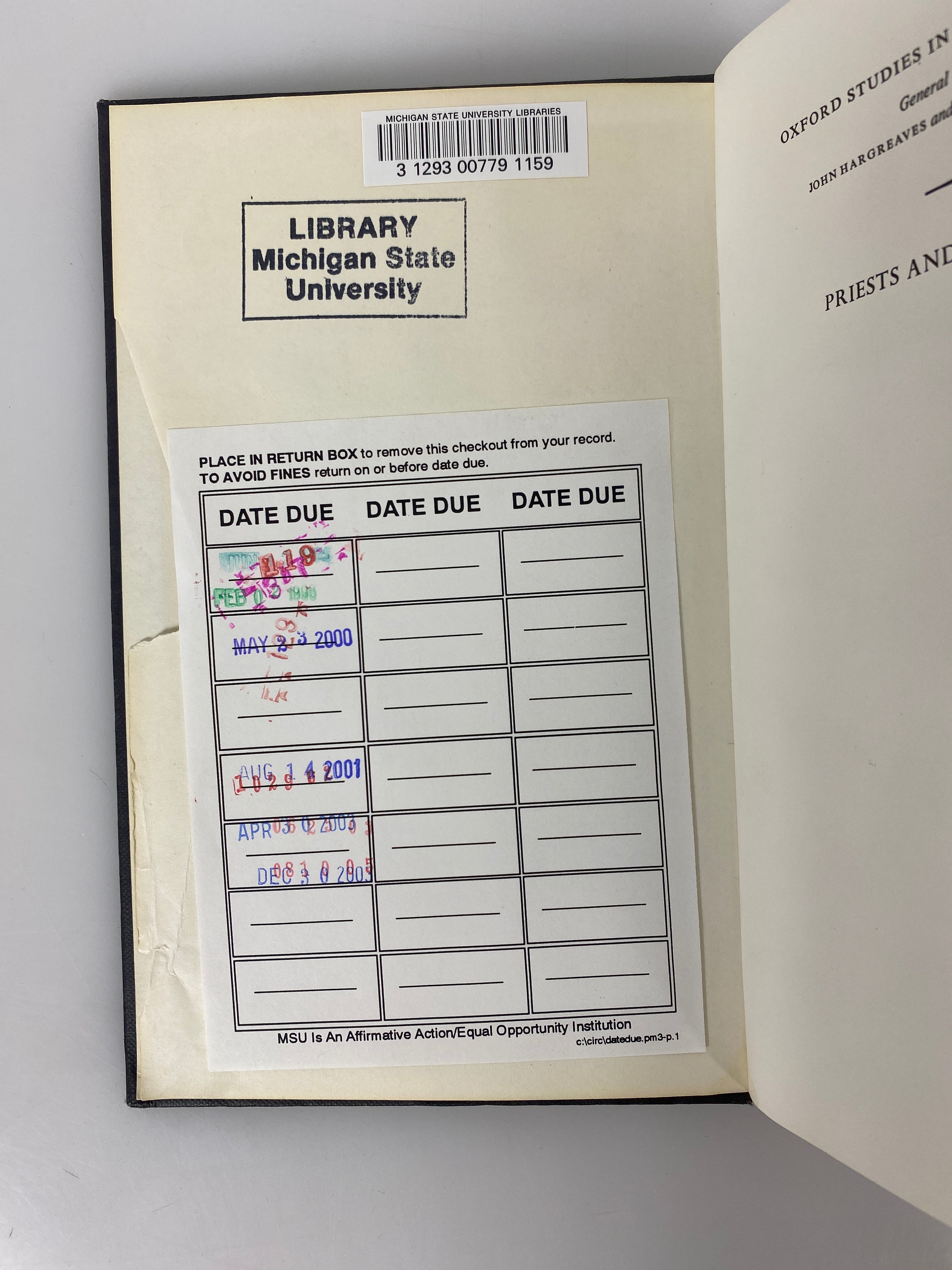 Priests and Politicians by Donald Crummey 1972 Signed Ex-Library HC