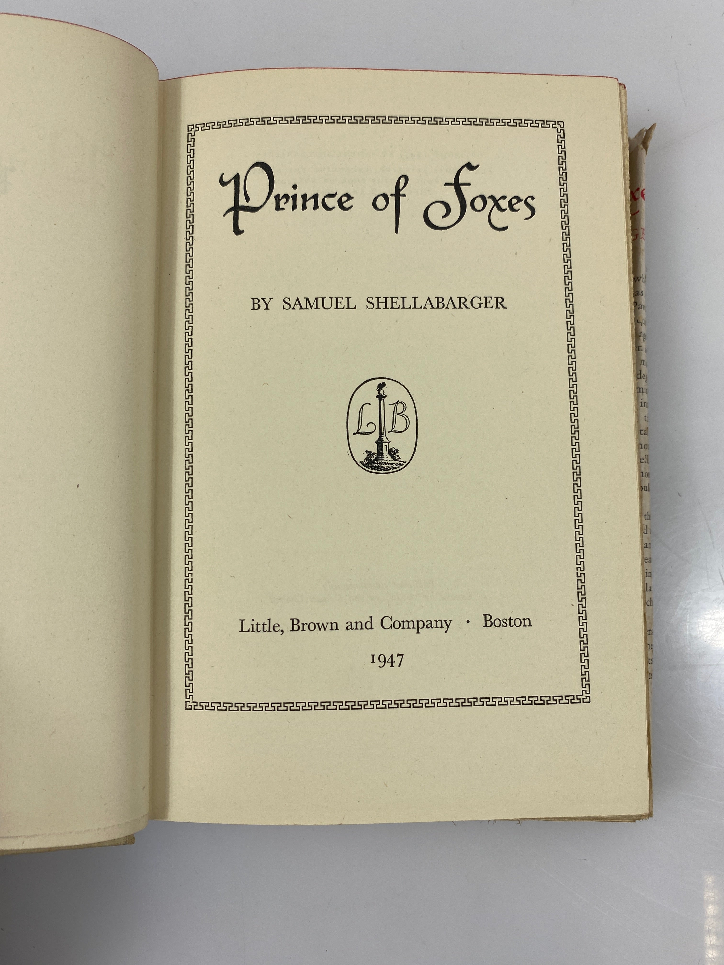 Prince of Foxes Shellabarger 1947 HCDJ