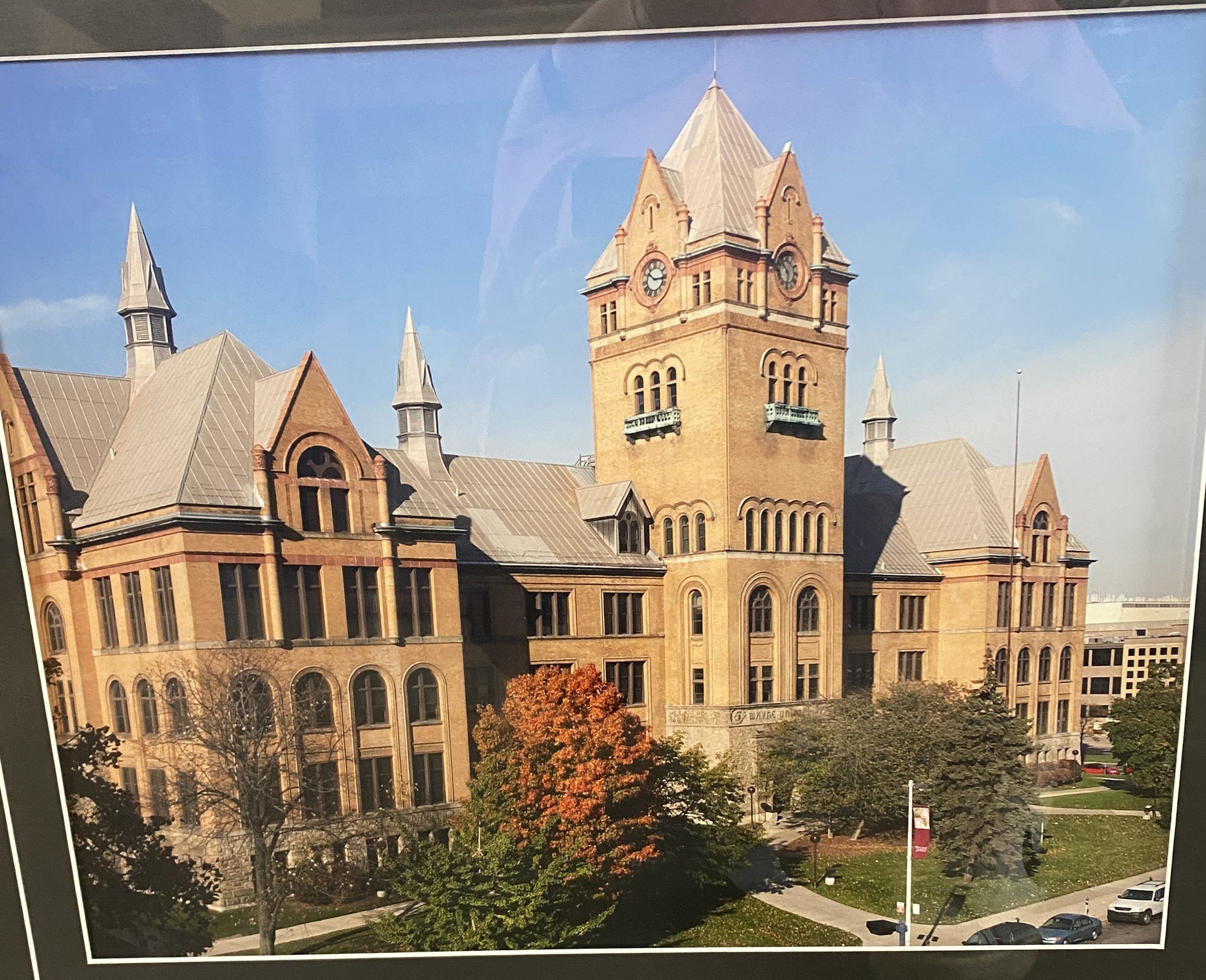 Print Image in Frame of Wayne State University "Old Main" Building