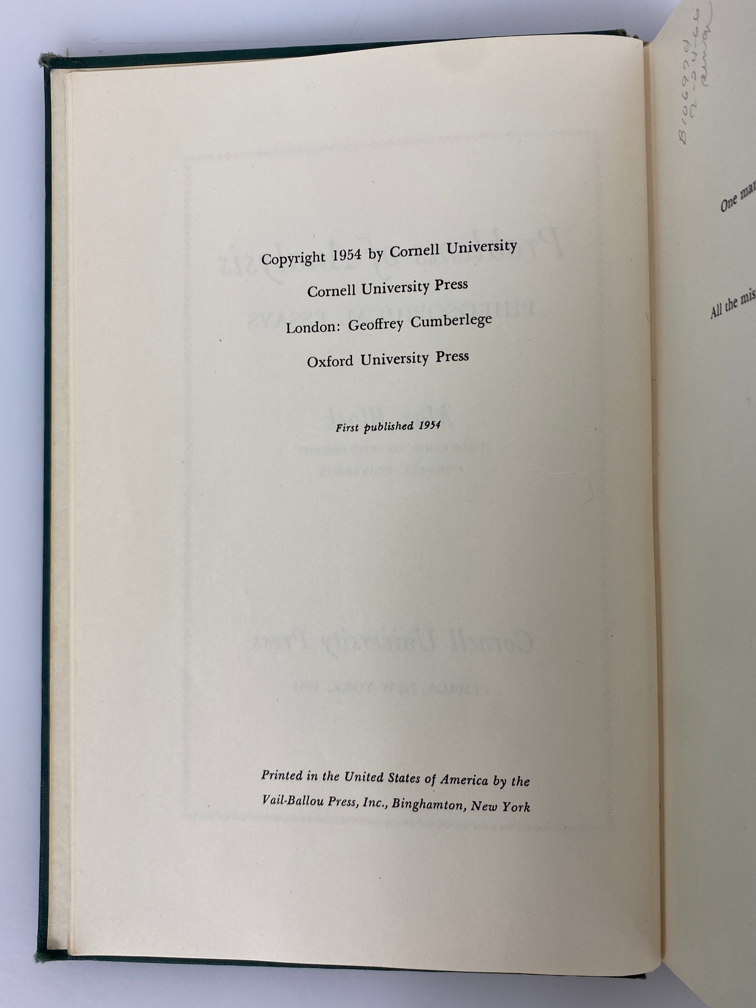 Problems of Analysis Philosophical Essays by Max Black 1954 Ex-Library HC