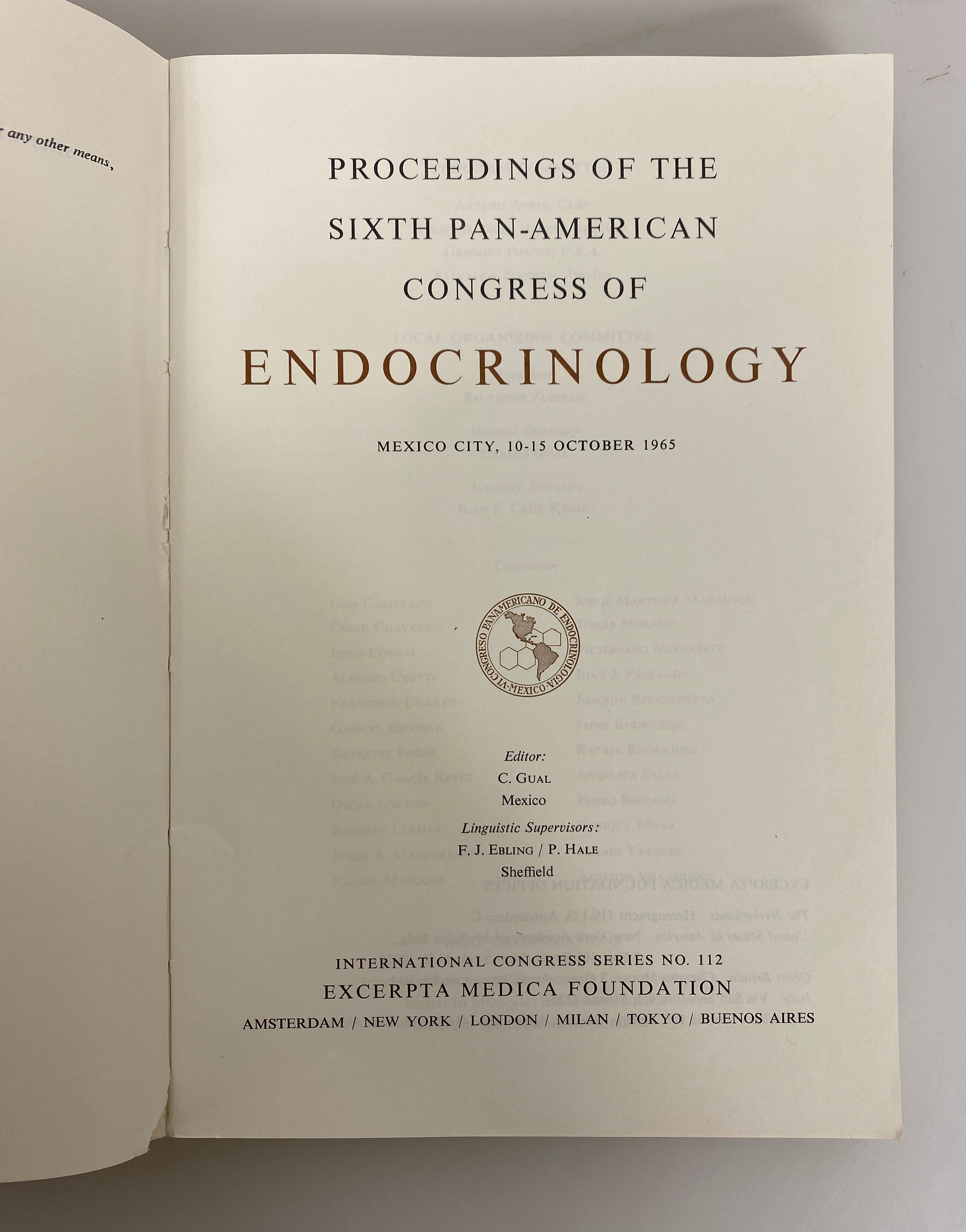 Proceedings of the Sixth Pan-American Congress of Endocrinology 1965 SC